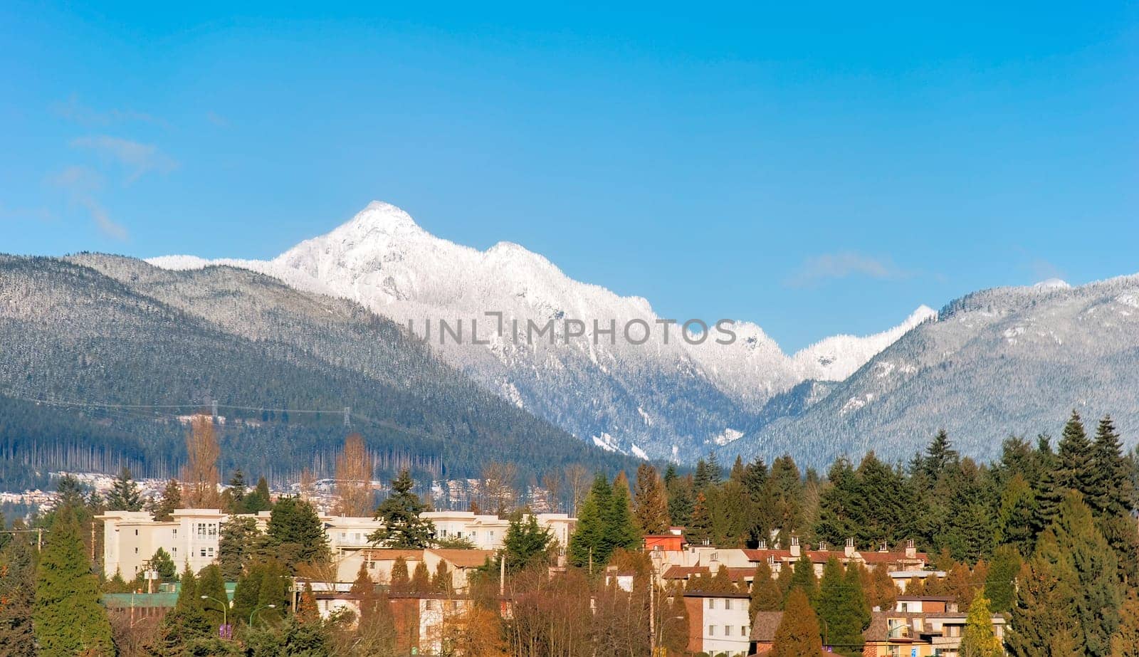 Overviewe of Burquitlam area of Grater Vancouver on brite winter day by Imagenet