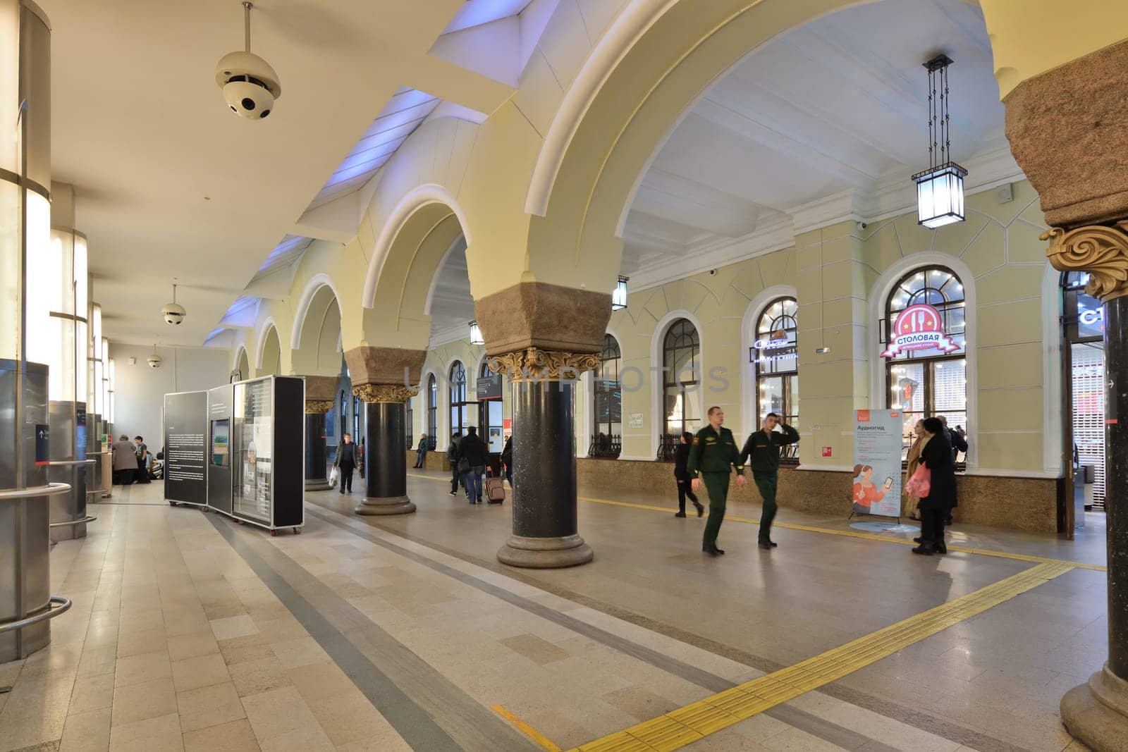 Moscow, Russia - Nov 1. 2023. Interior of the historical part of the Yaroslavsky railway station by olgavolodina