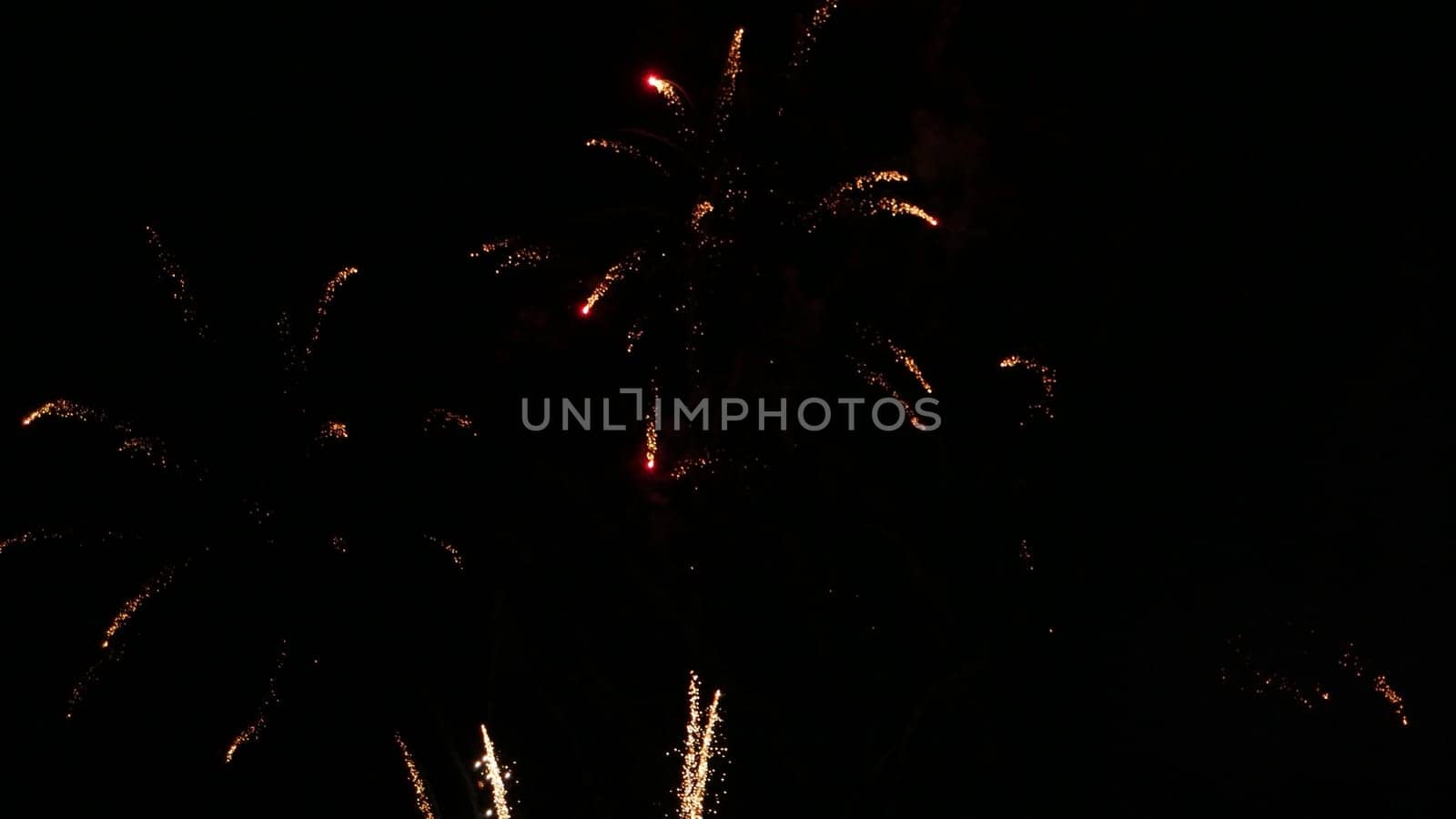 Beautiful fireworks show on a dark night sky.