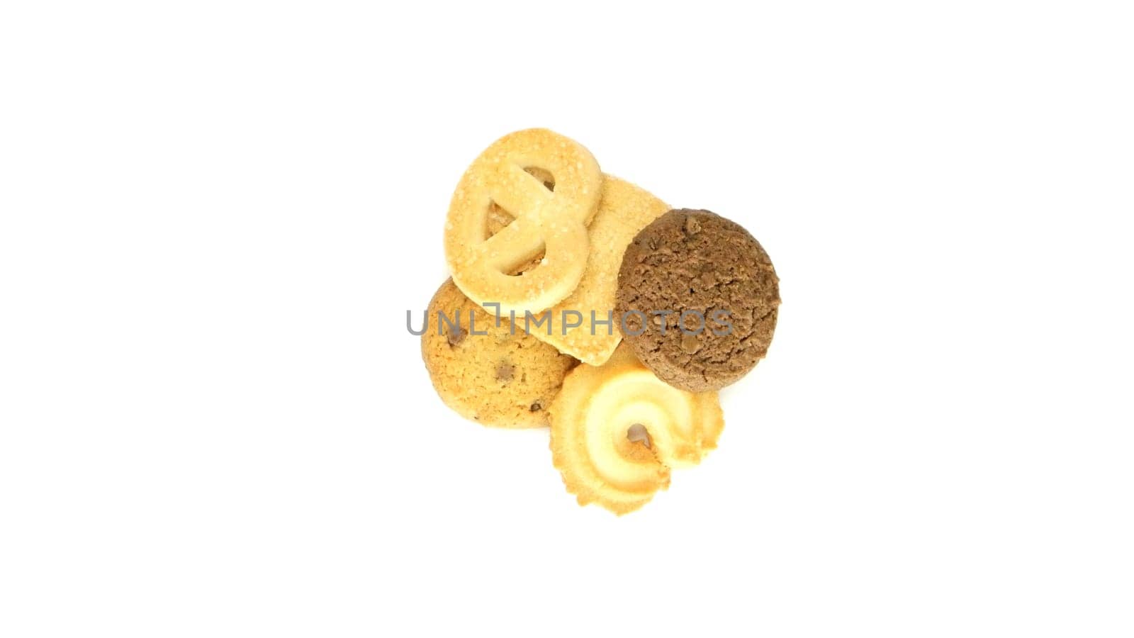 Butter cookies isolated on white background. Closeup.