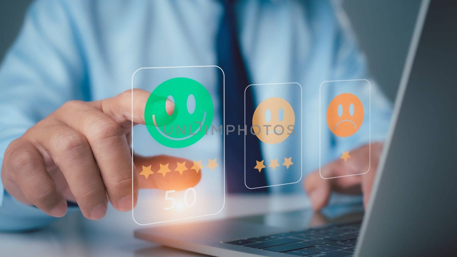 Customer Satisfaction Survey concept, service experience rating online application, customer evaluation product service quality, satisfaction feedback review.