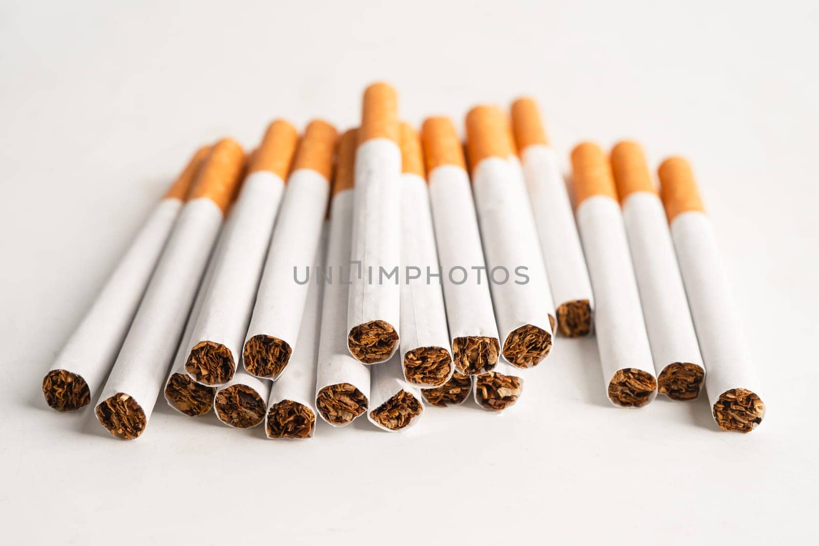 Cigarette, tobacco in roll paper with filter tube, No smoking concept. by pamai