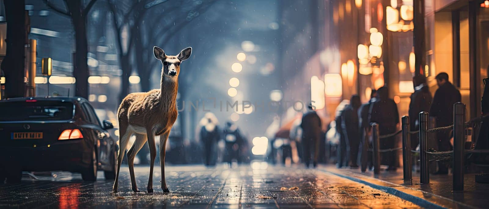 Animals wildlife in the urban city. Generative AI by nateemee