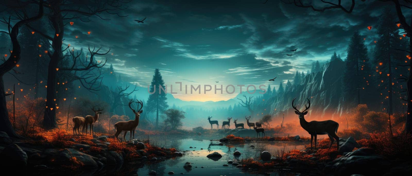 Deer in the woods fantasy. Generated Ai by nateemee