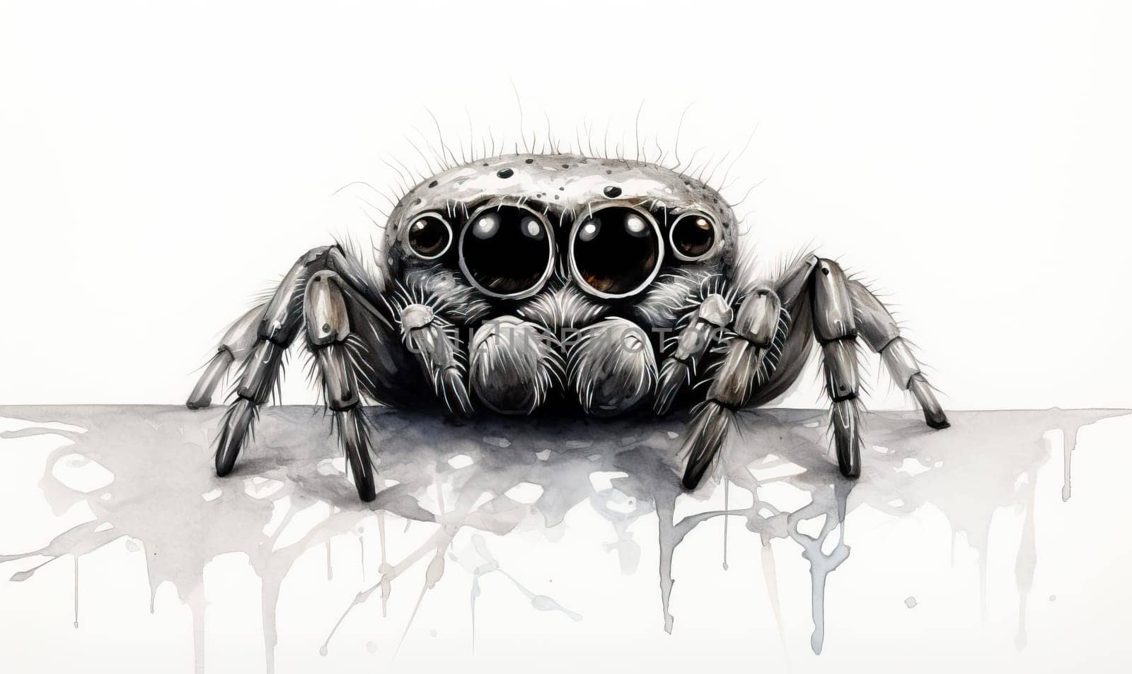 Drawing of a spider on a white background. by Fischeron