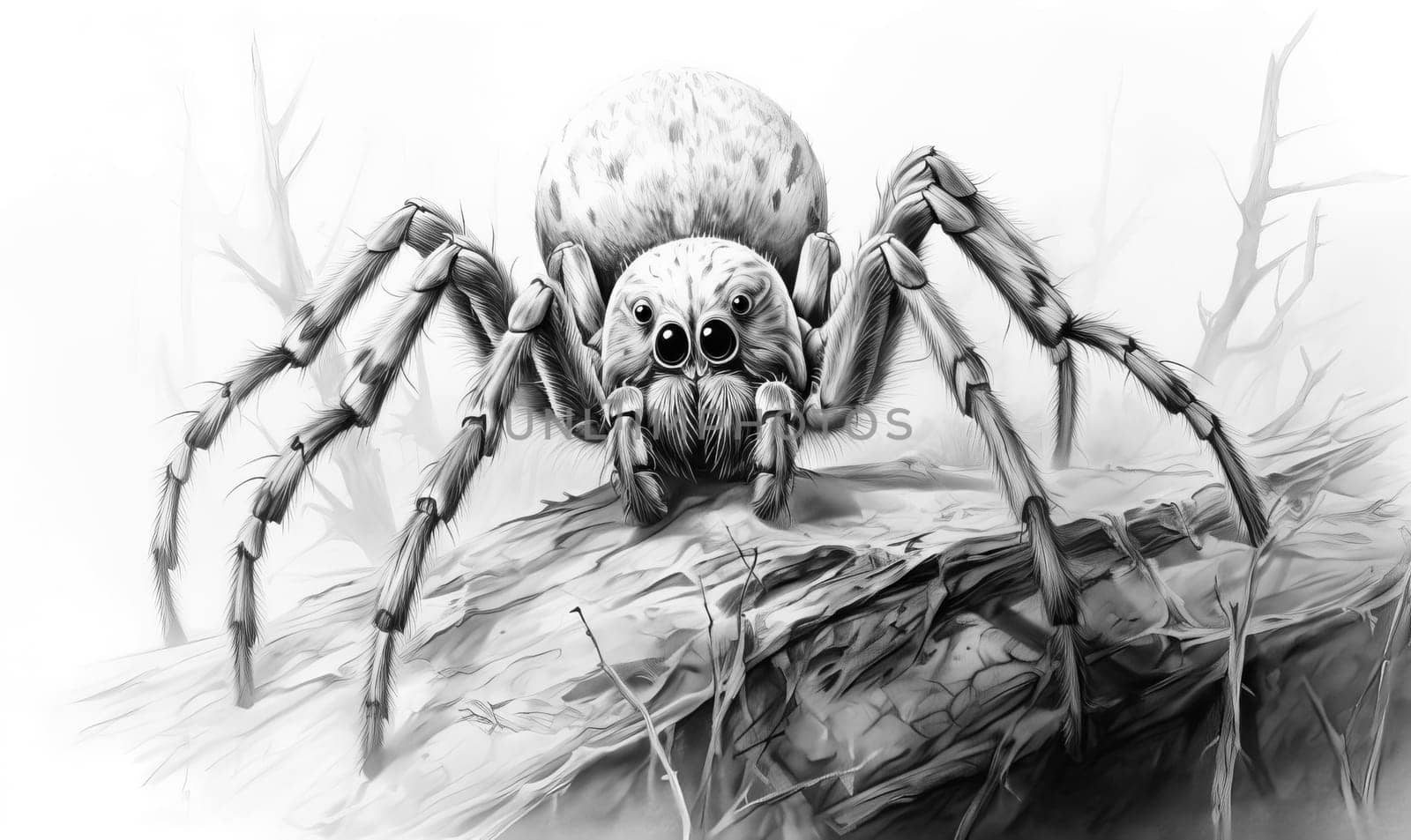 Drawing of a spider on a white background. by Fischeron