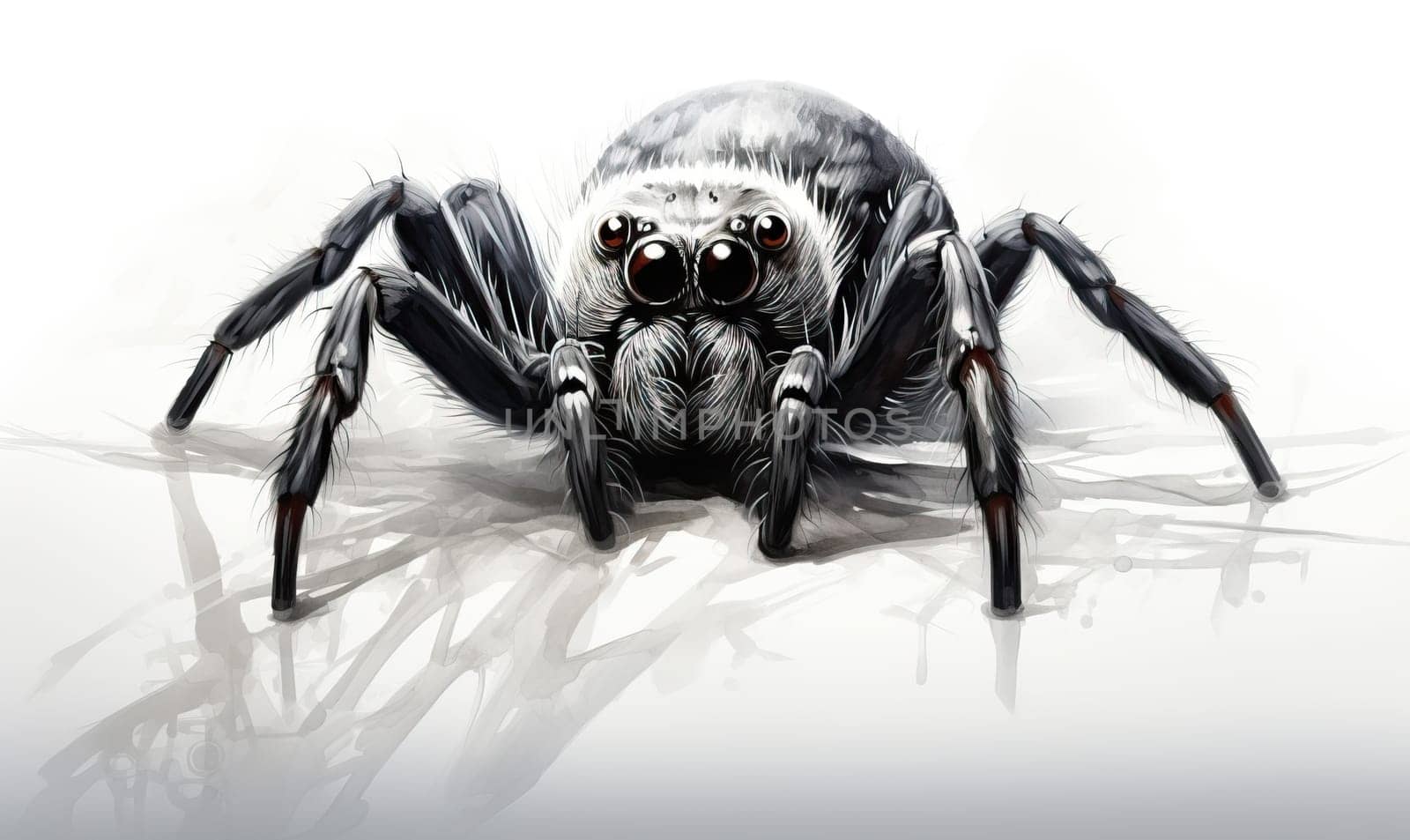 Drawing of a spider on a white background. by Fischeron