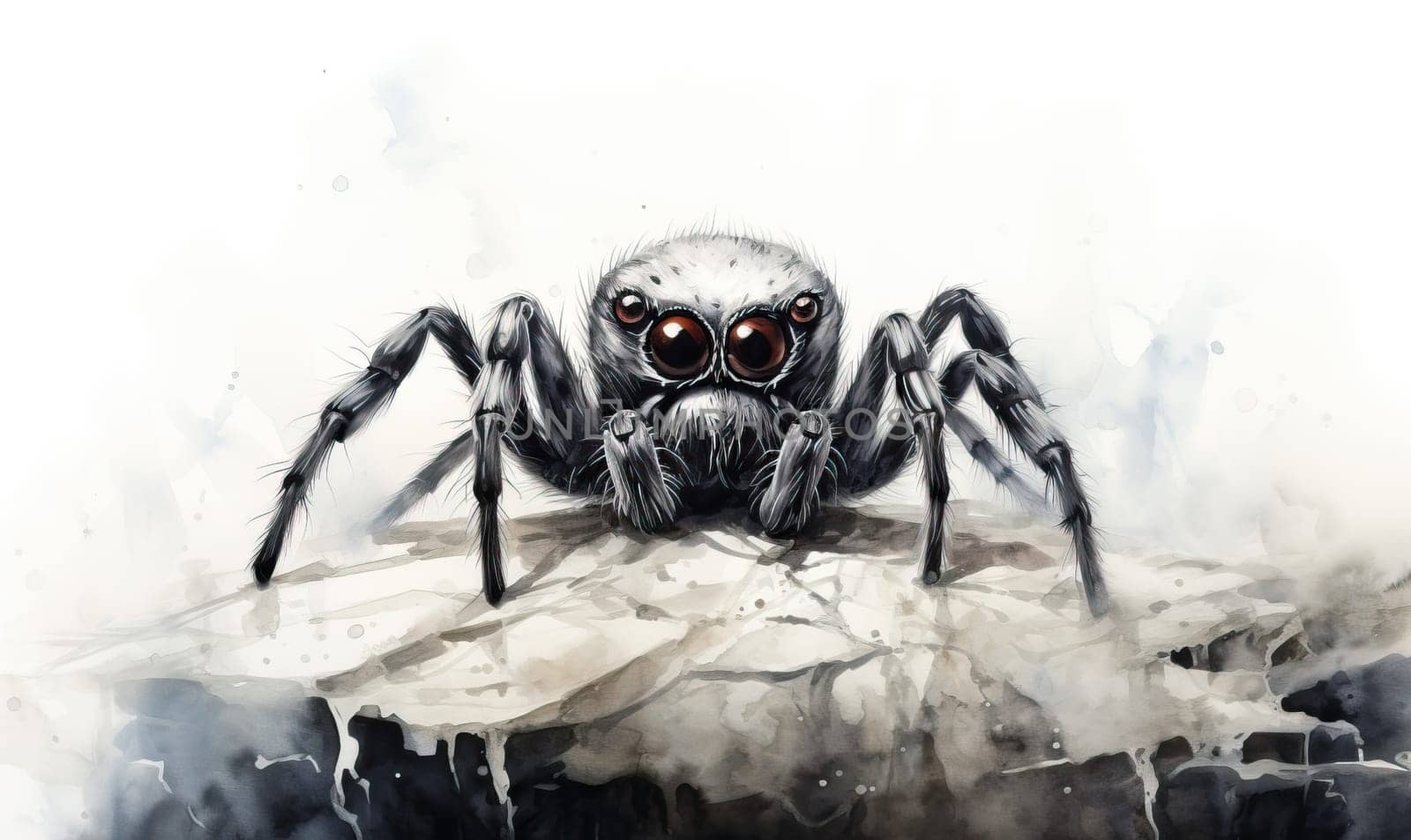 Drawing of a spider on a white background. by Fischeron