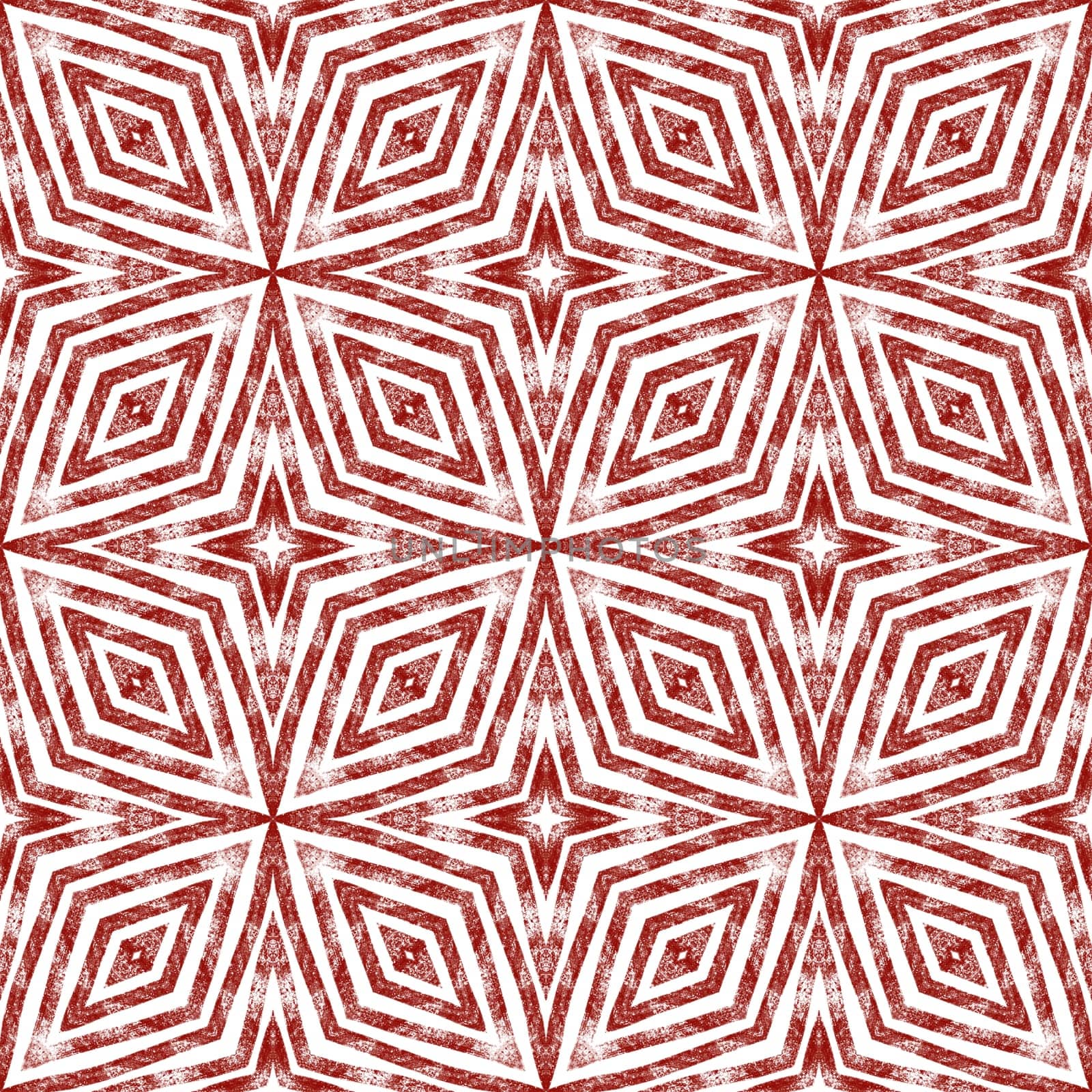 Mosaic seamless pattern. Wine red symmetrical kaleidoscope background. Retro mosaic seamless design. Textile ready imaginative print, swimwear fabric, wallpaper, wrapping.