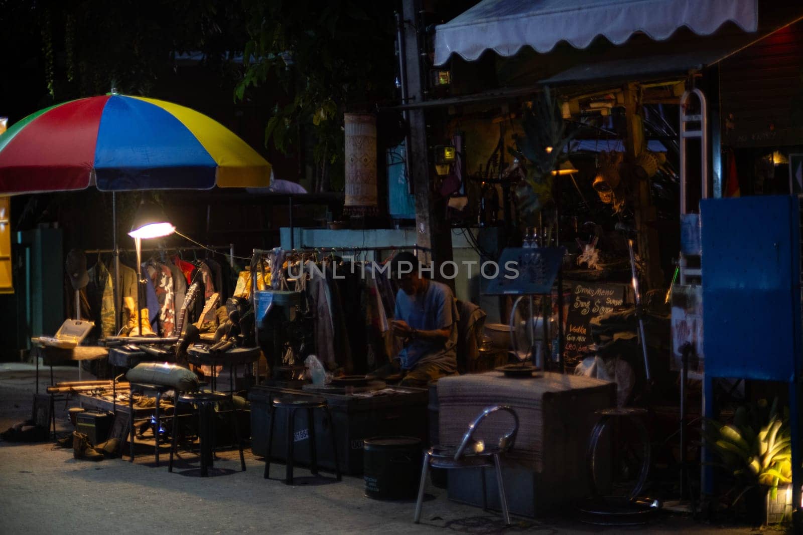 MAE HONG SON, THAILAND - October 30, 2023: Night Market in Pai, nothern Thailand. Pai walking street market, is a food and craft market that operates every night.