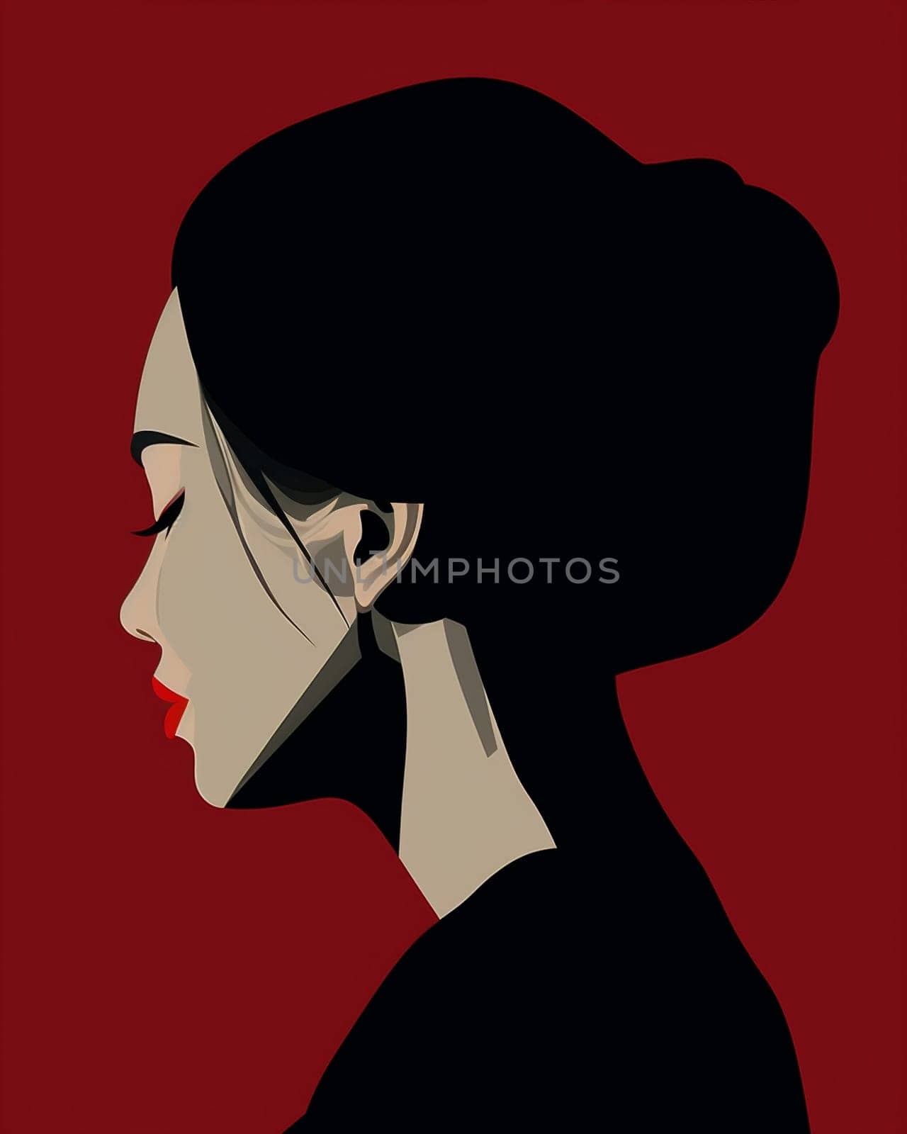 woman glamour fashion red beautiful elegance poster illustration black graphic hat portrait colourful girl stylish art female model background vintage young hair. Generative AI.