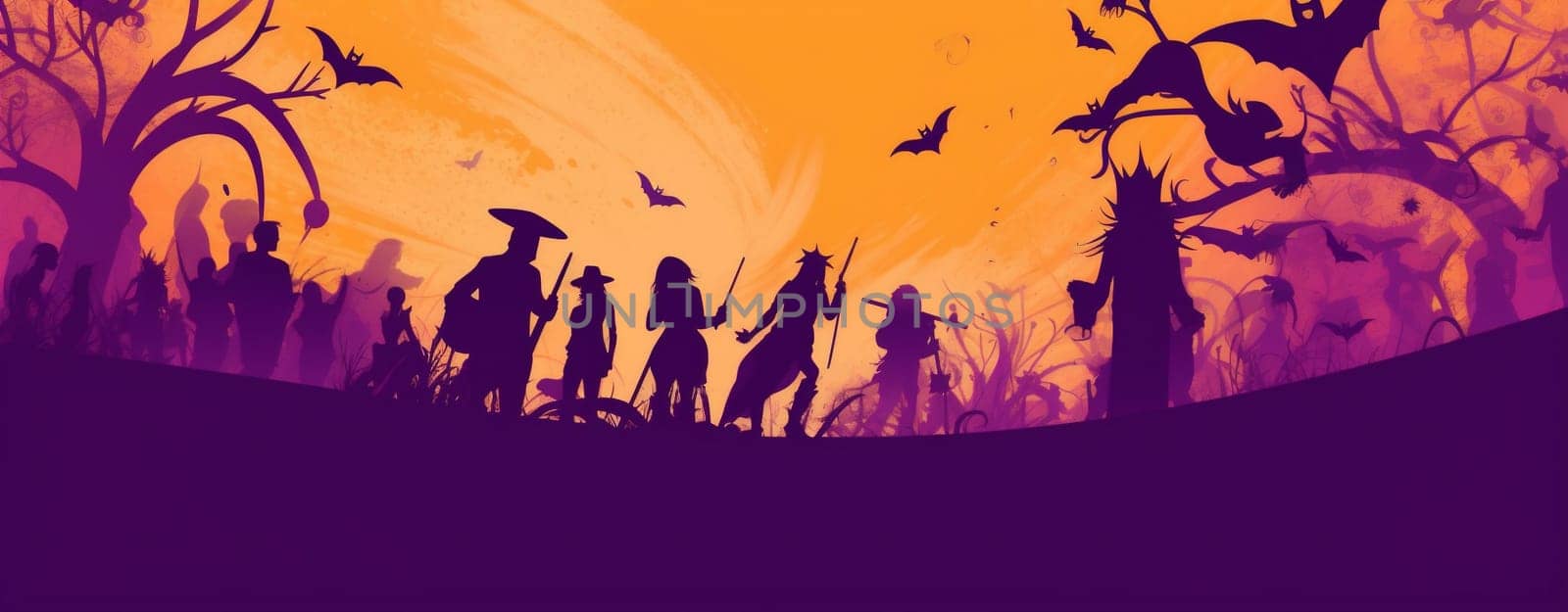 fantasy halloween background moon black girl evil party hat october night witch holiday invitation castle banner horror witchcraft autumn purple celebration. Generative AI.