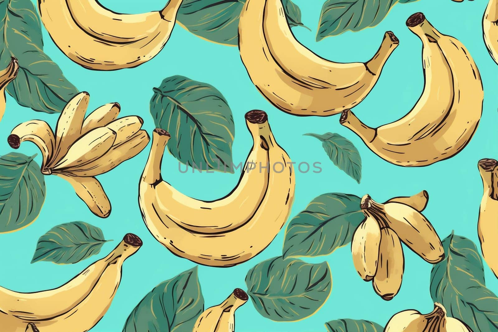 banana blue sweet ingredient fresh food pattern yellow trendy background fruit. Generative AI. by Vichizh