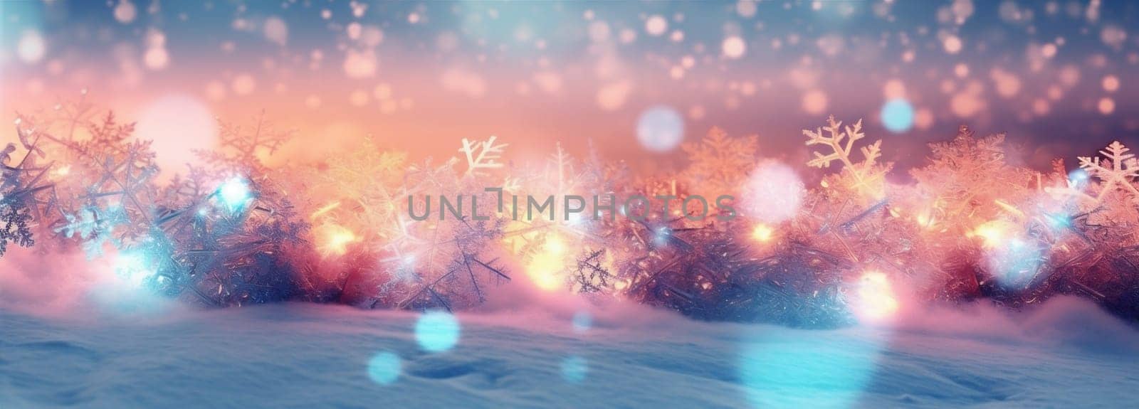 texture colourful shine abstract light decoration wallpaper design soft background snowflakes shiny bokeh christmas rainbow year blue glowing pastel glistering new petal. Generative AI.