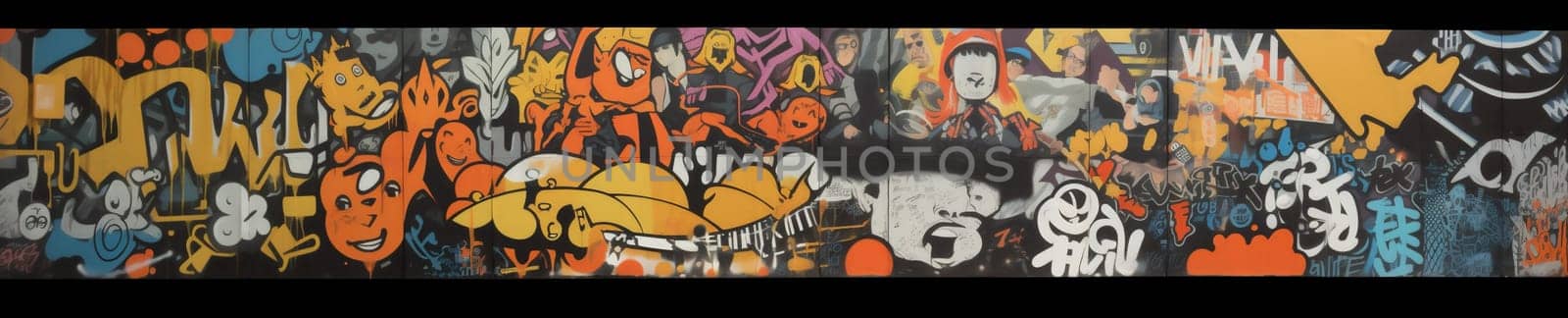 modern urban wallpaper underground paint vandalism design banner colourful writing grungy spray hop background ink hip texture wall graffiti yellow art. Generative AI.