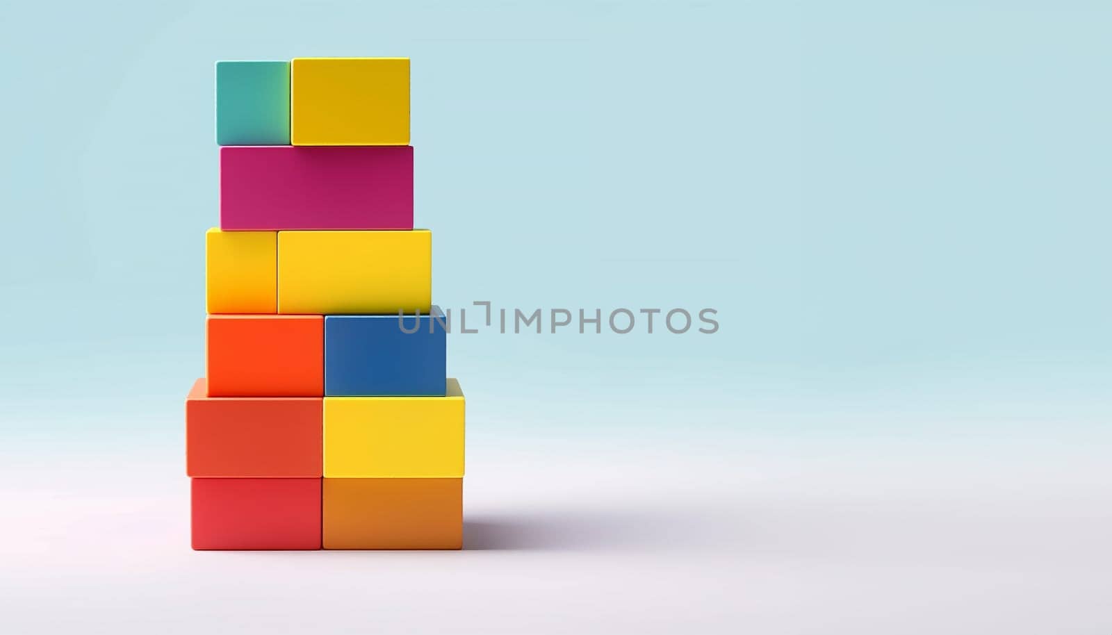 Teamwork,building success concept. Colorful Block tower. Set building infographic. tower crane and building color block. Infographic template building business. Illustration in modern colors. Copy space