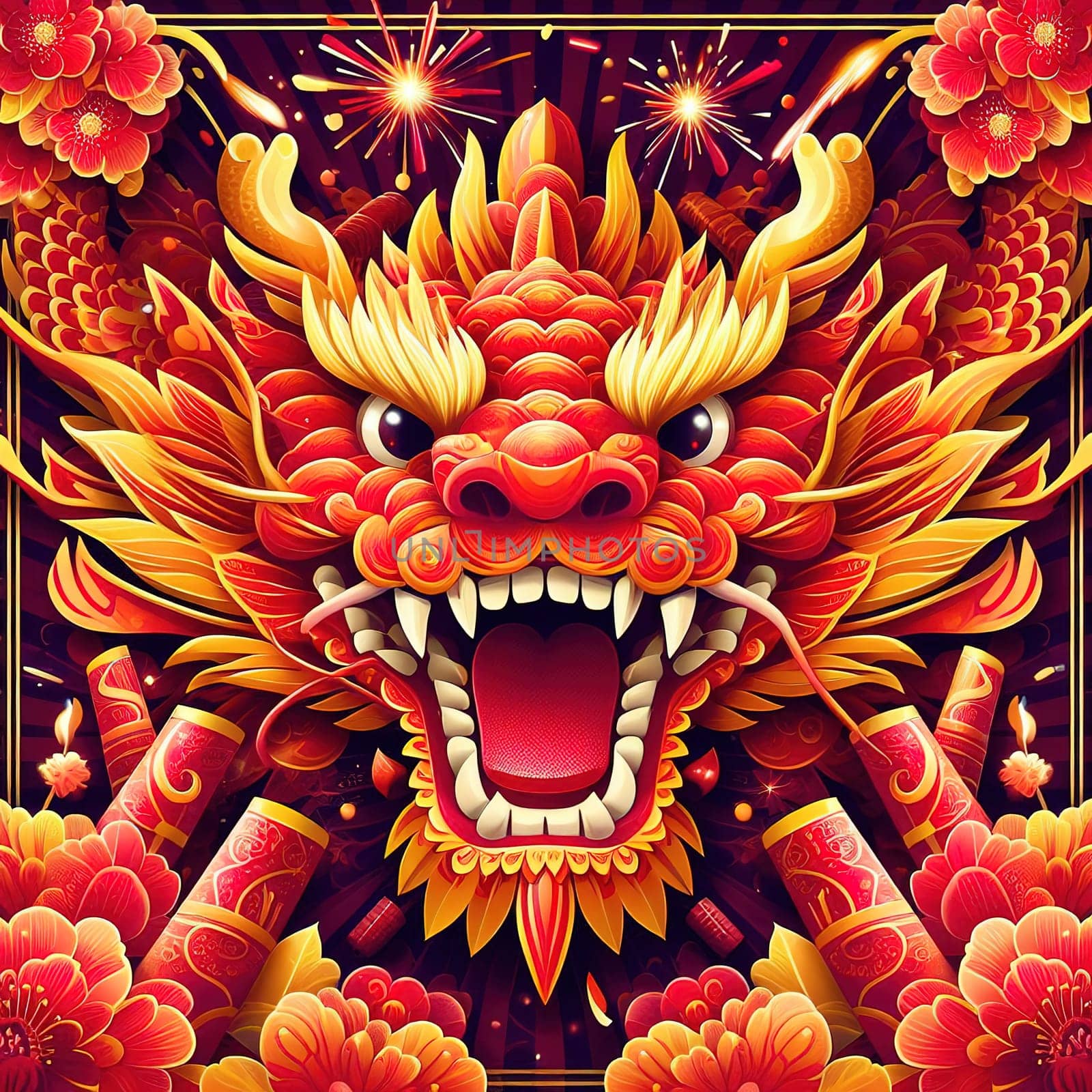 Beautiful illustration for Chinese New Year. Generative AI. High quality illustration