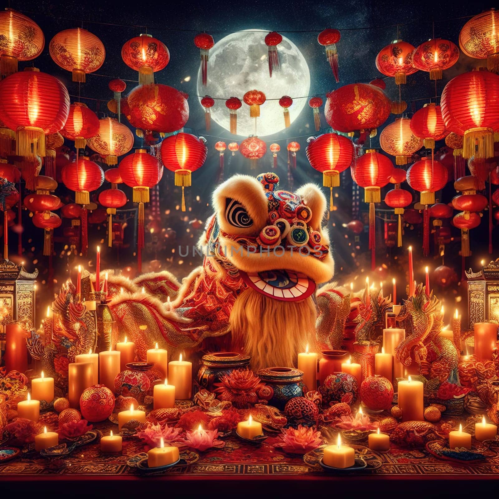 Beautiful illustration for Chinese New Year. Generative AI. High quality illustration