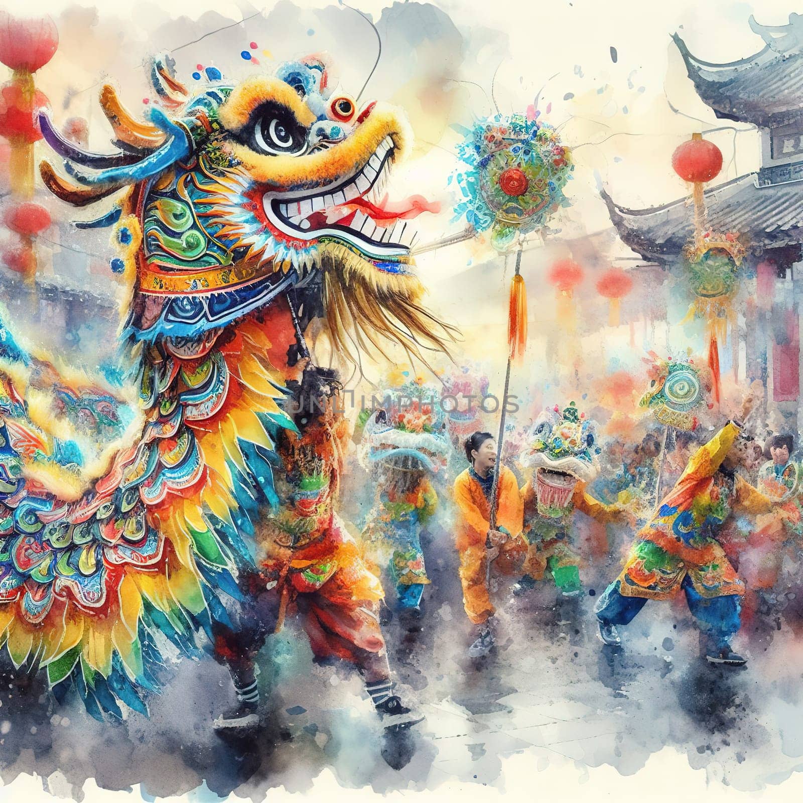 Beautiful illustration for Chinese New Year. Generative AI. High quality illustration