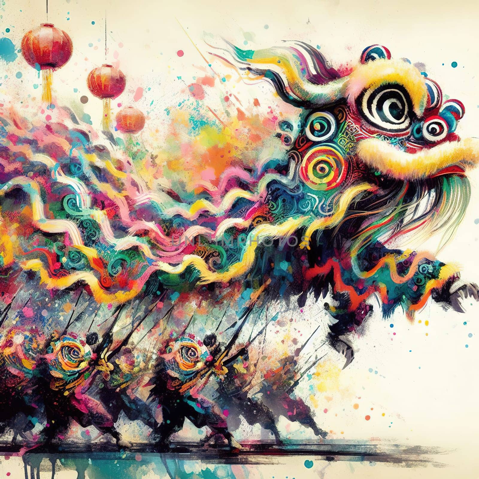 Beautiful illustration for Chinese New Year. Generative AI. High quality illustration