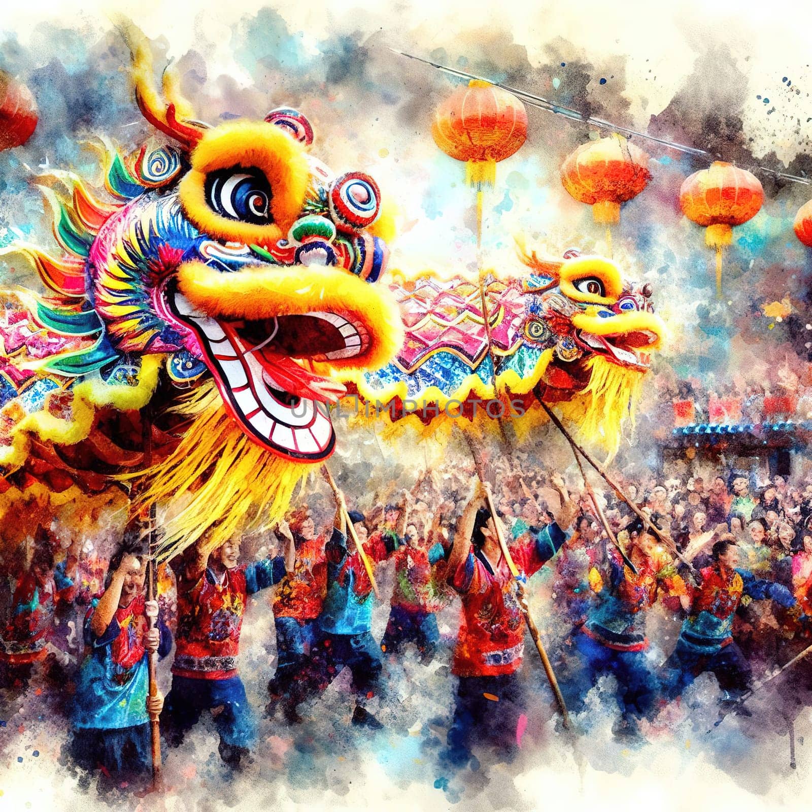 Beautiful illustration for Chinese New Year. Generative AI. High quality illustration