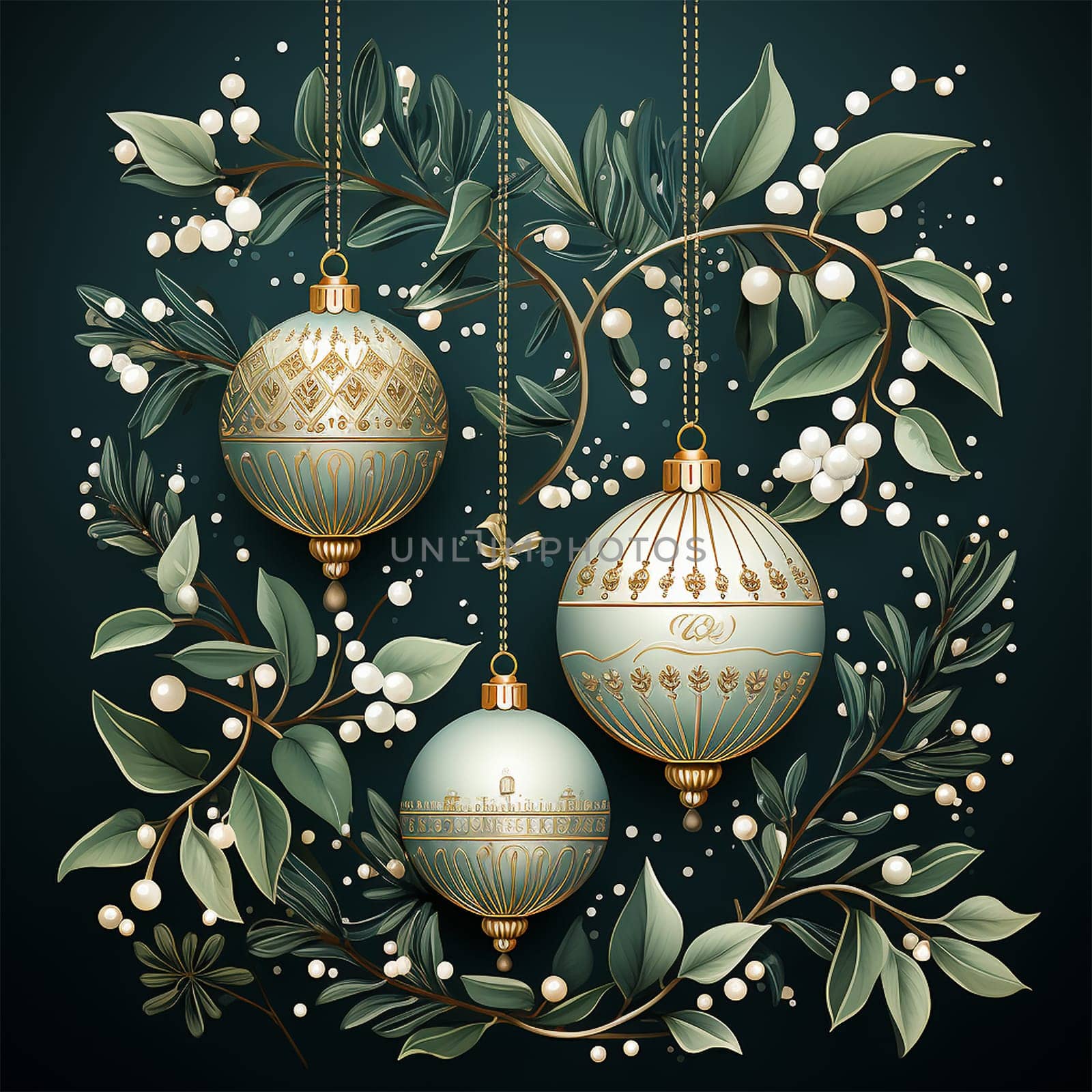 Happy Holiday and Merry Christmas template stylish vintage design. design for Christmas greetings card colorful color. Typography and icon for Xmas background, banners or posters. Winter holidays design elements Copy space. Christmas ball,berries and branches. Space for text