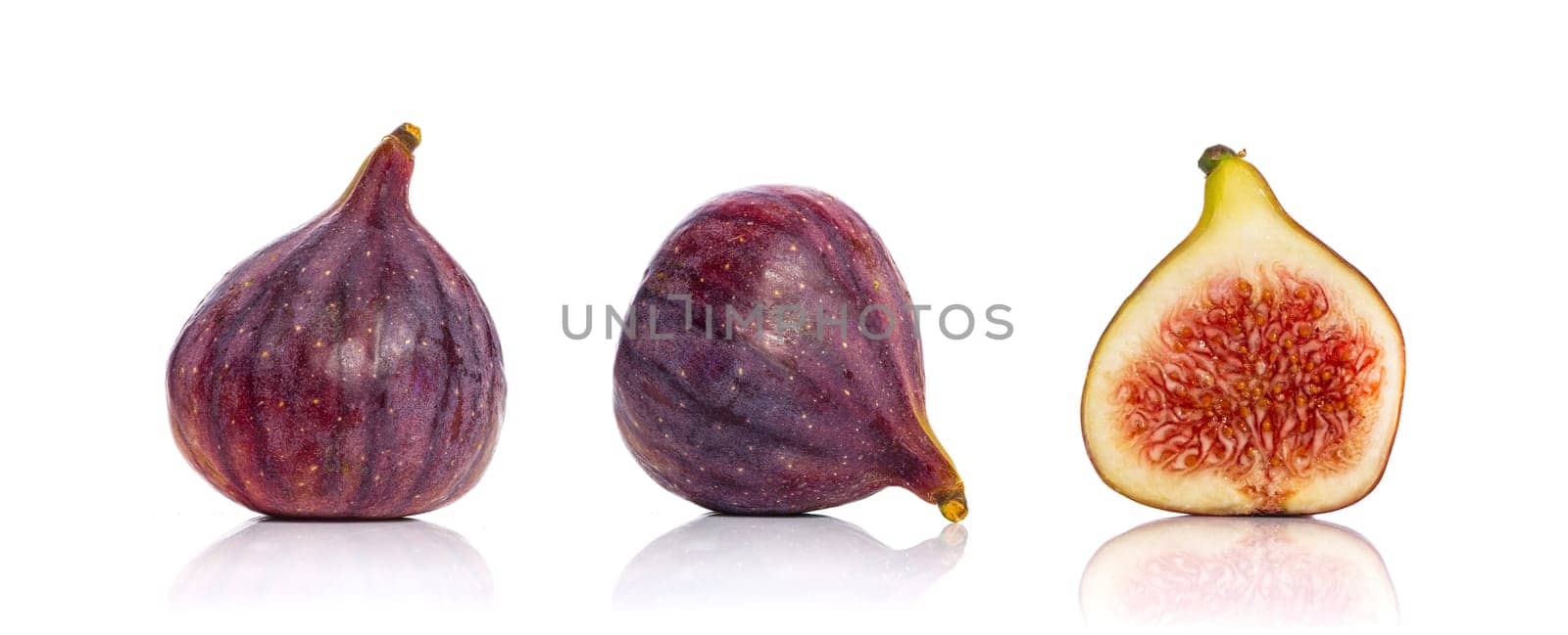 Organic fig isolated on white background, full depth of field