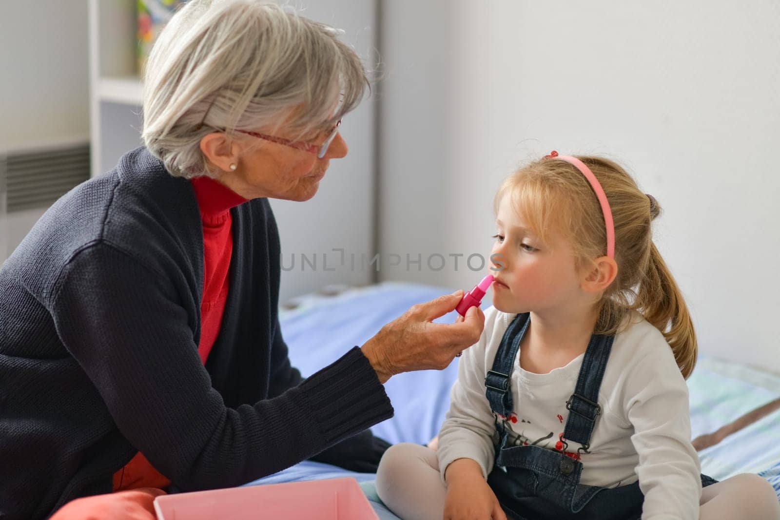 Grandmother and granddaughter play together