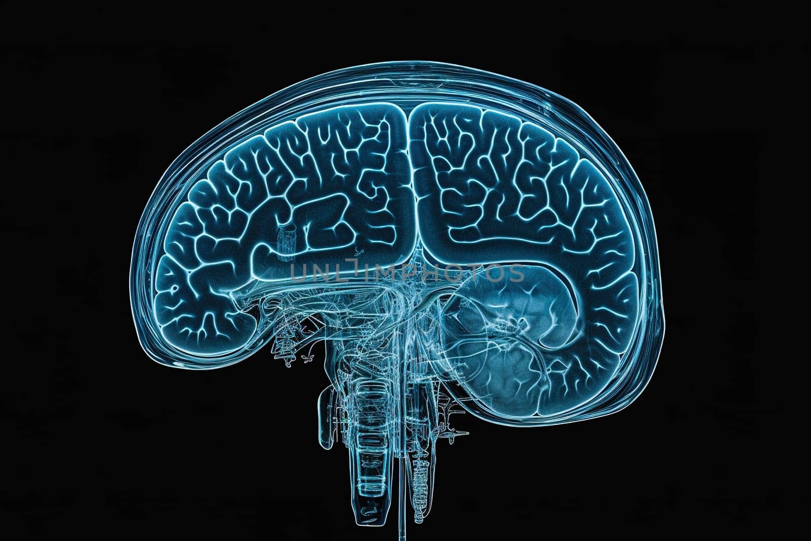 X-ray image of human brain, with foci of lesions. by Yurich32