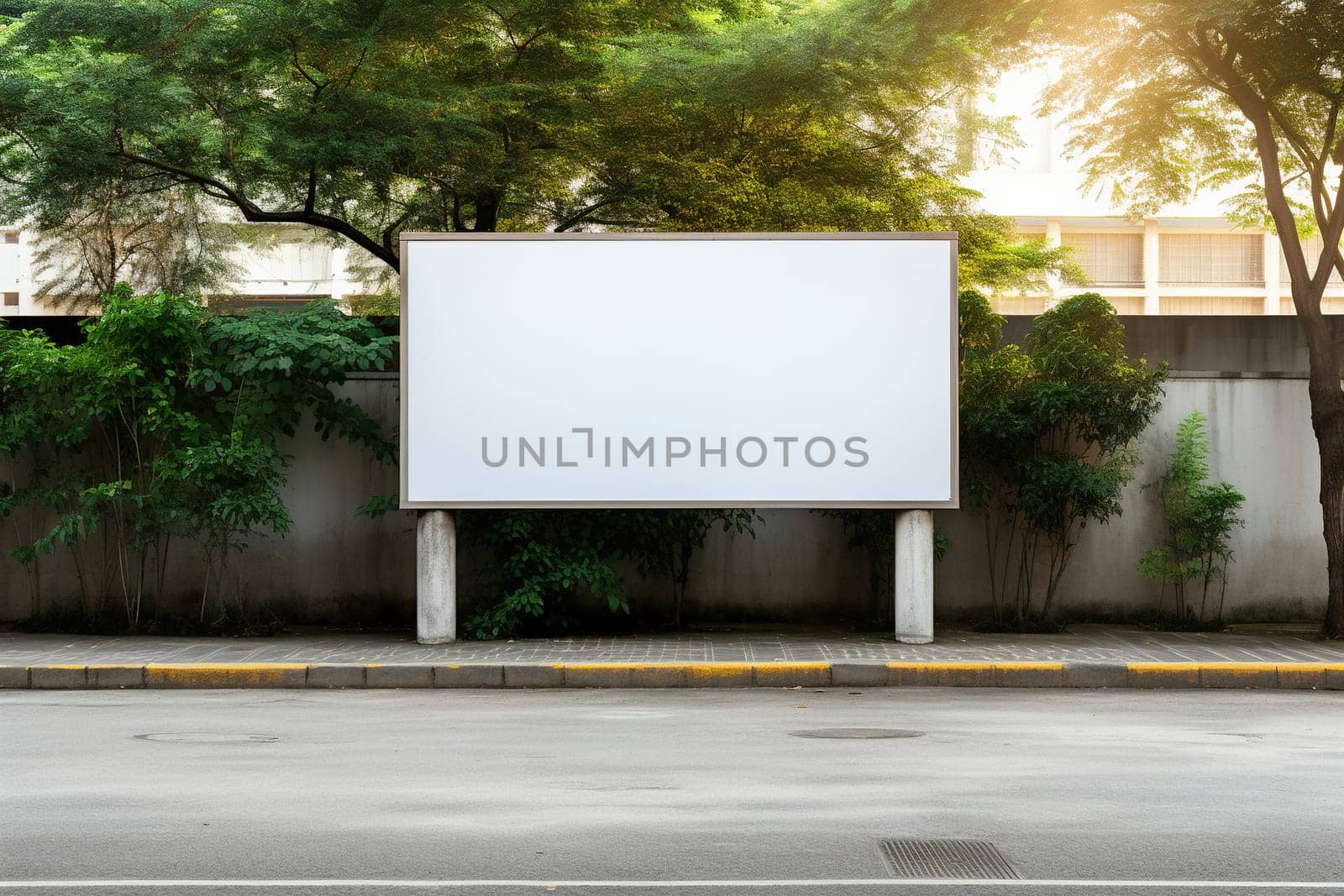 An empty billboard in the city.