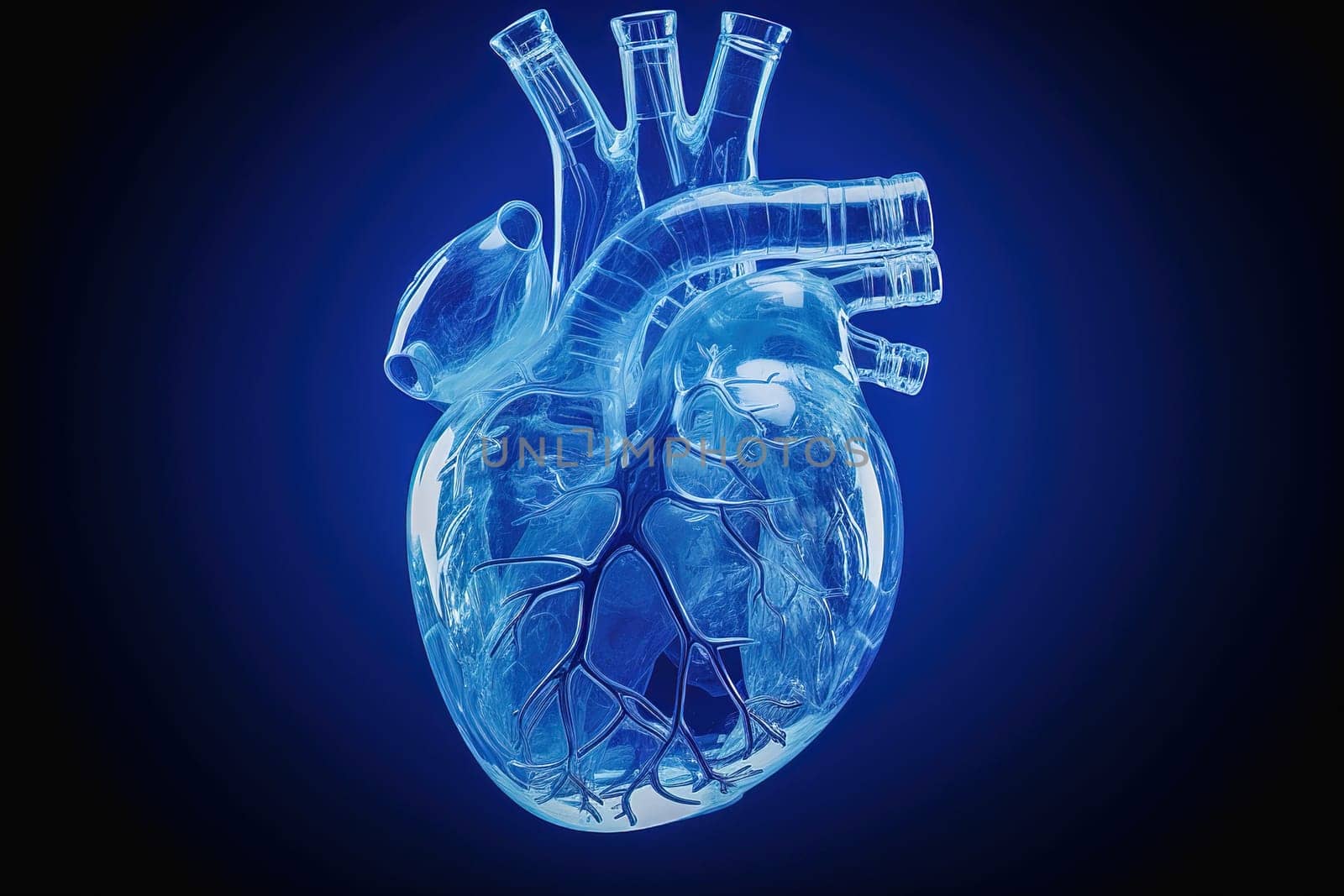 Illustration of X-ray image of human heart with blood vessels. High quality illustration