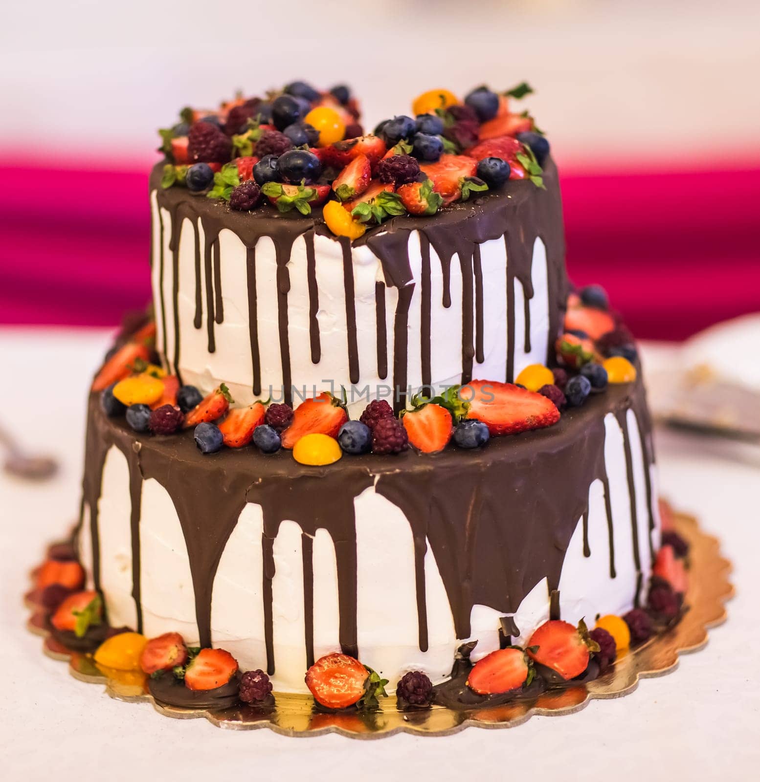 Chocolate Tasty Wedding Cake at Wedding reception