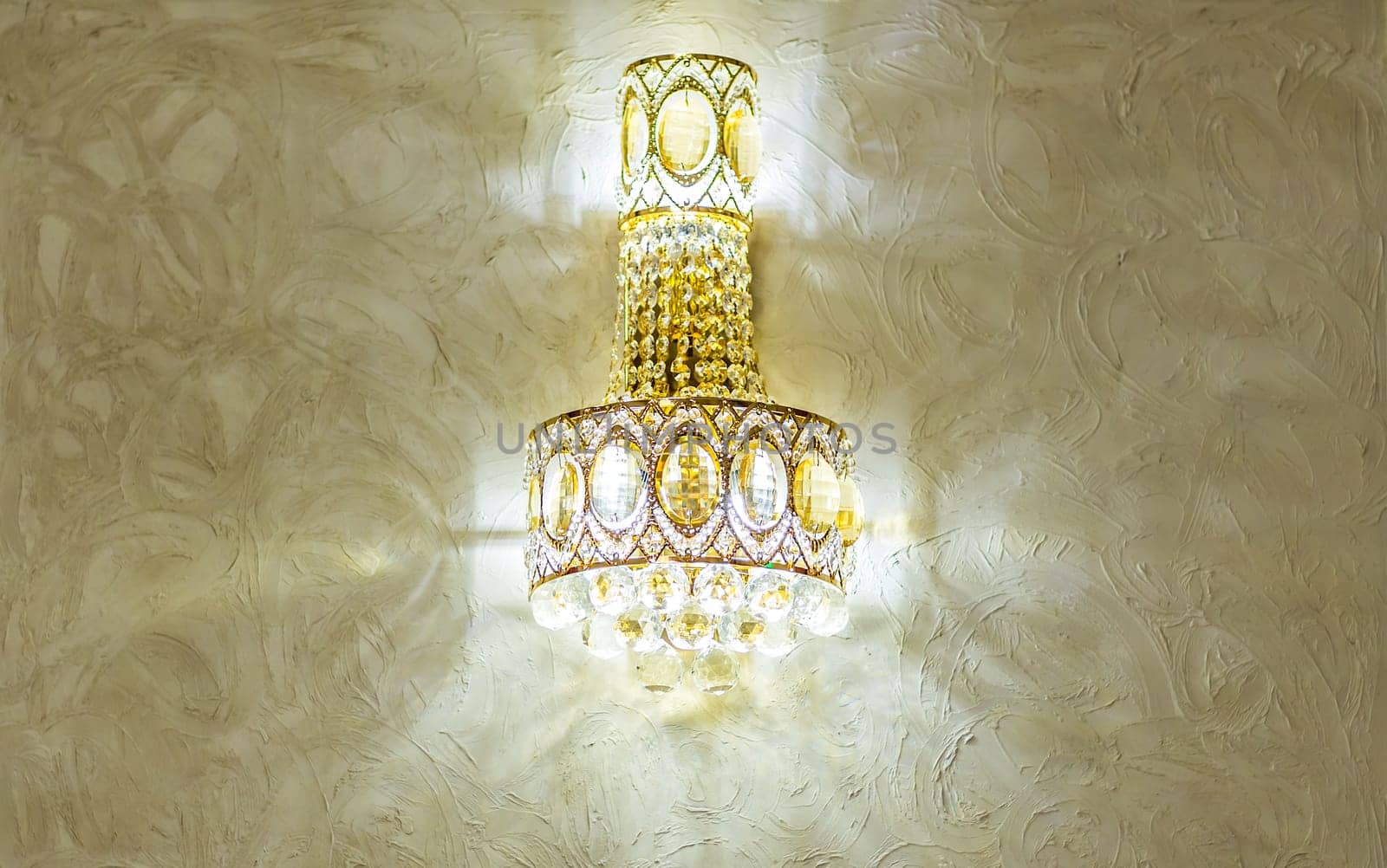 beautiful crystal chandelier in a room. lamp