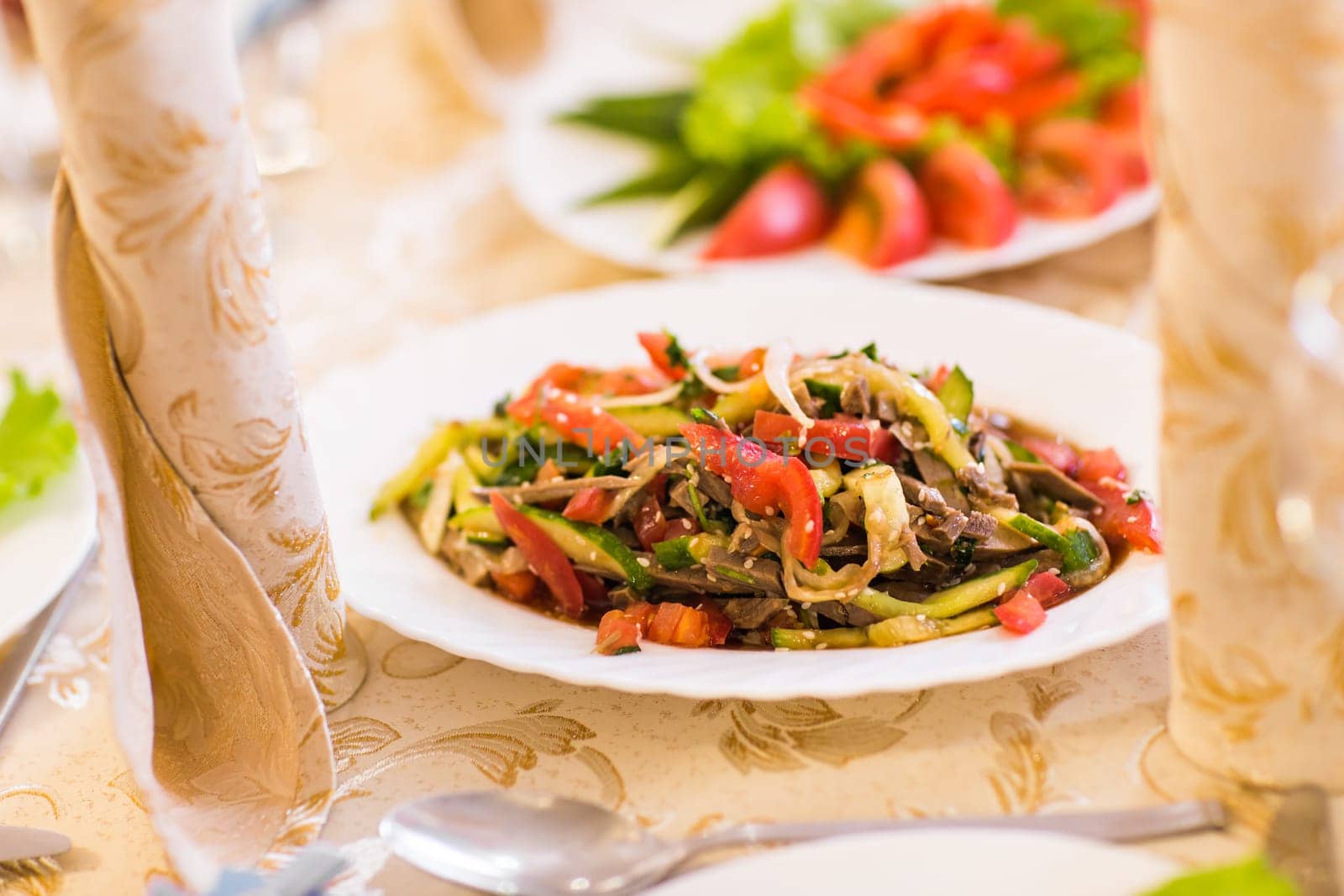Salad with meat, mushrooms and tomatoes by Satura86