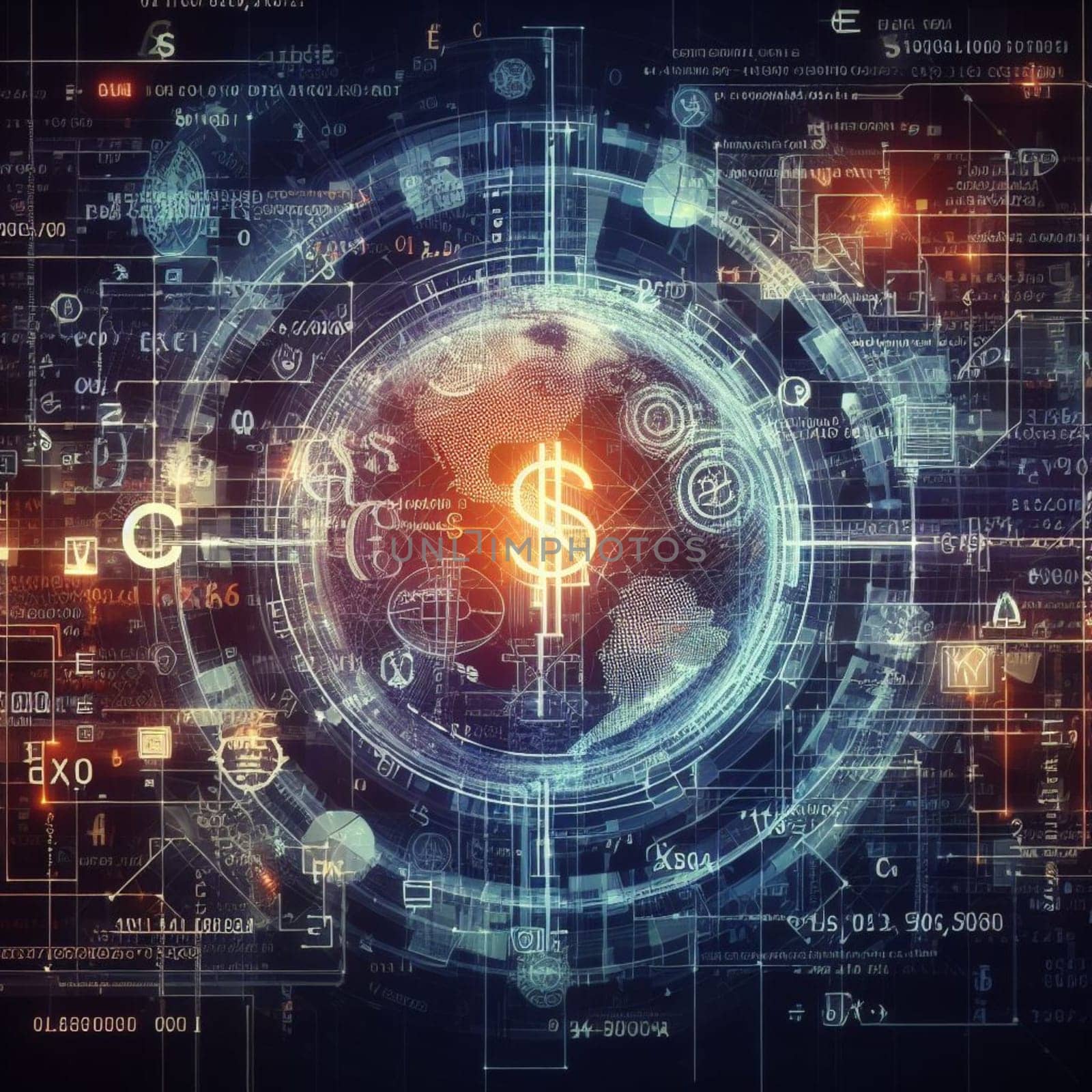 hand pay symbol graphic digital money, finance concept, virtual digital currency, and crypto value generative ai art