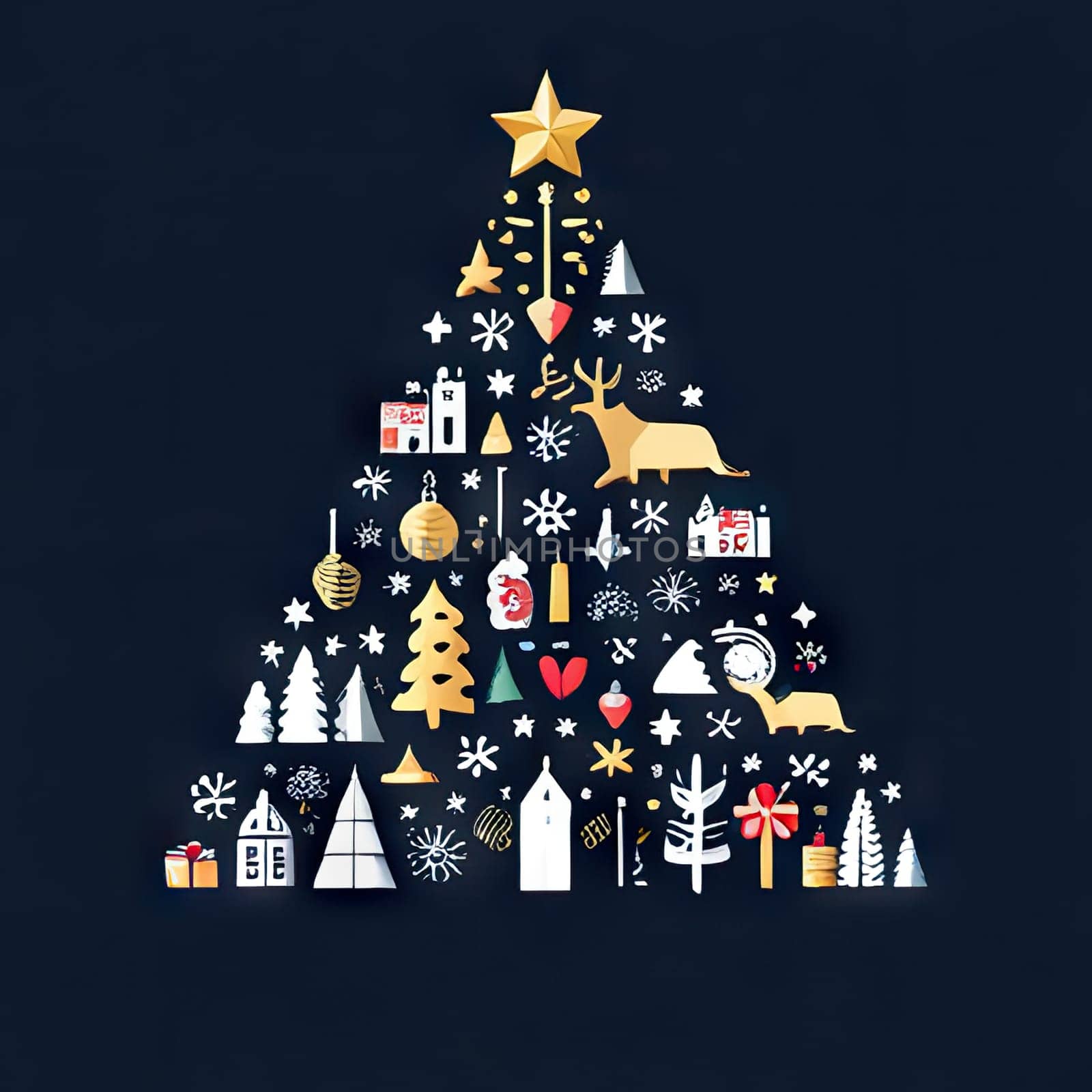 Greeting card with stylized Christmas Tree by EkaterinaPereslavtseva