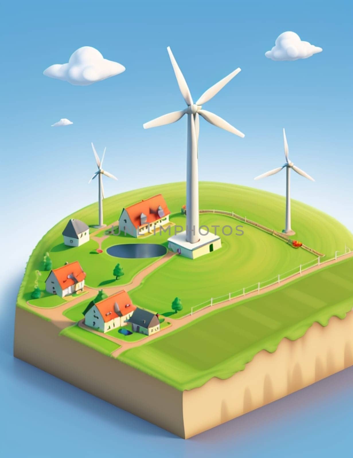 info graphic isometric depicting a set of clean energyy generation icons and situation for better future by verbano