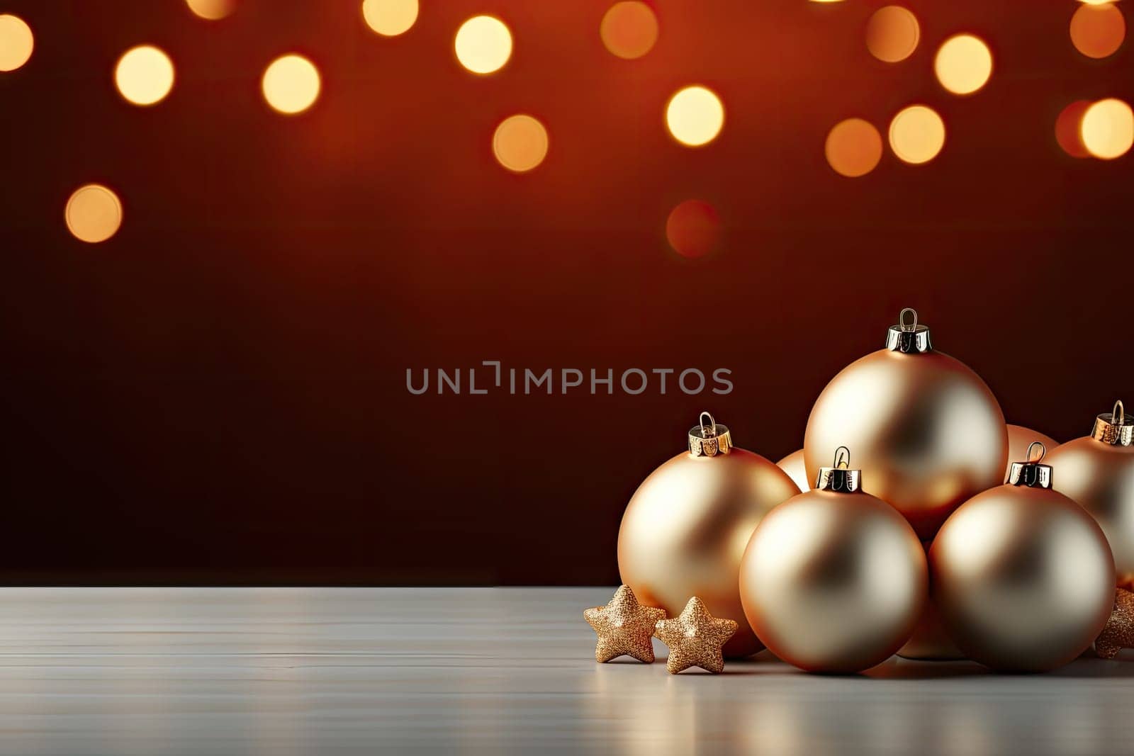 Christmas background with copy space for text, 3D rendered, realistic by Generative AI by wichayada