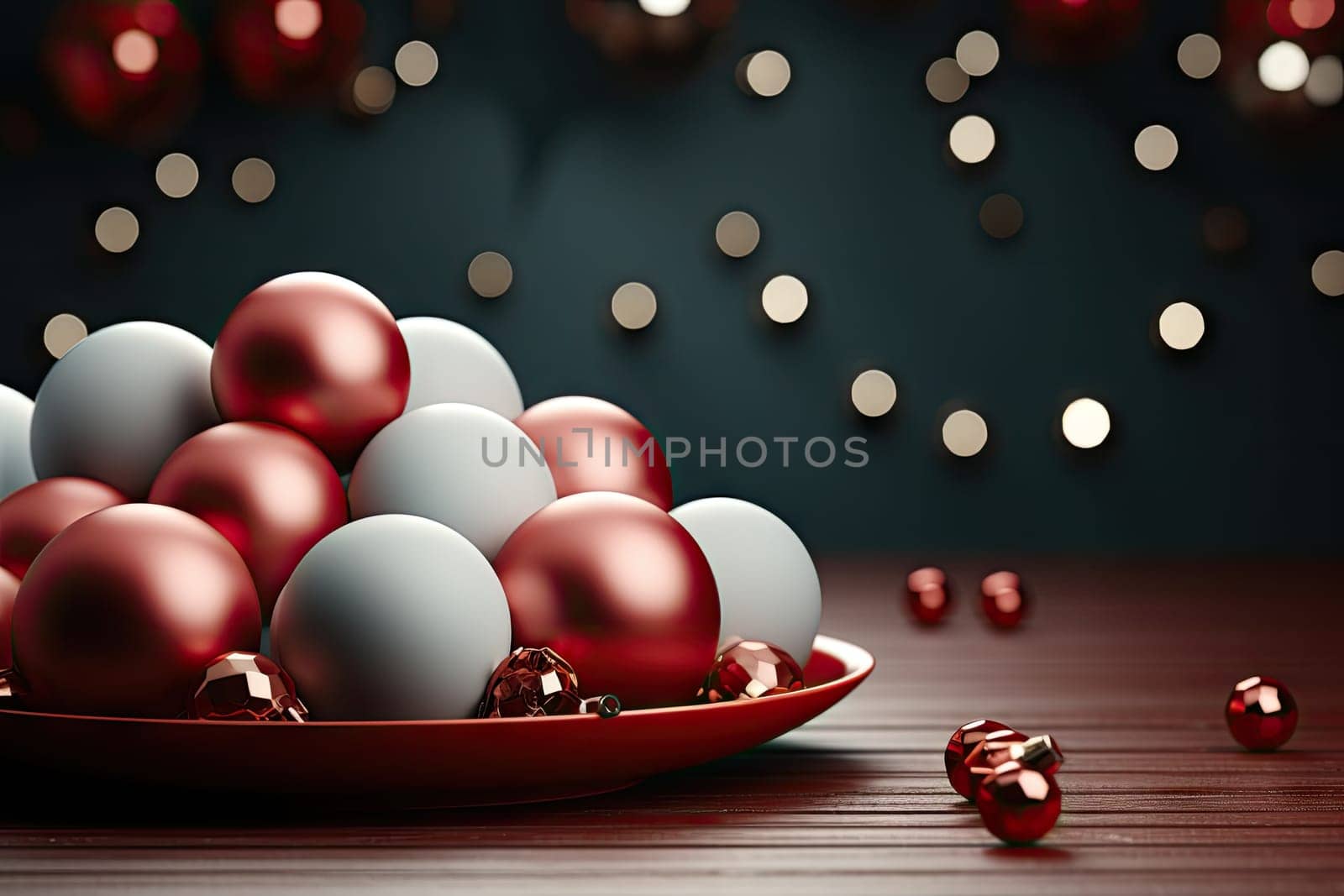 Christmas background with copy space for text, 3D rendered, realistic by Generative AI.