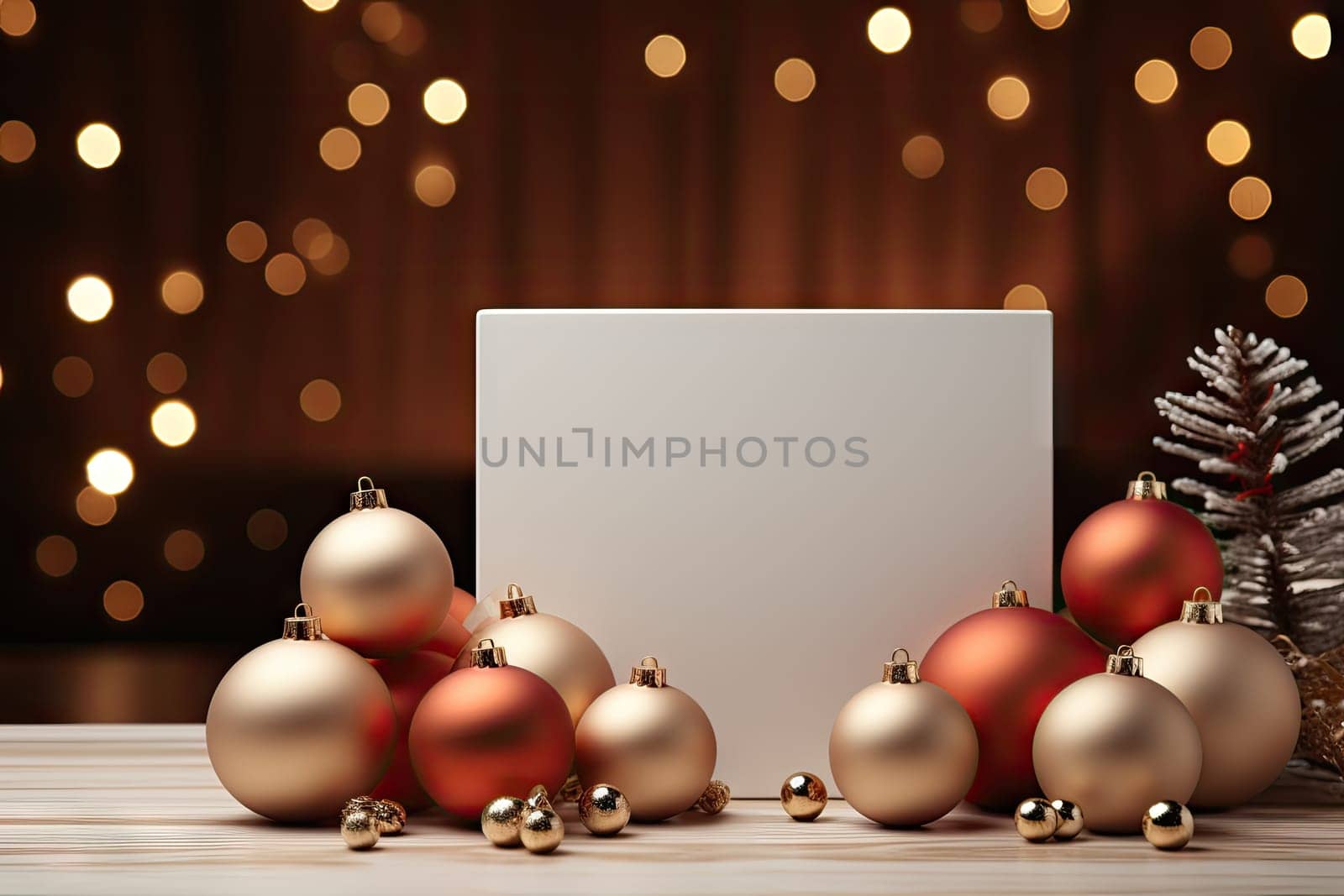 Christmas background with copy space for text, 3D rendered, realistic by Generative AI.