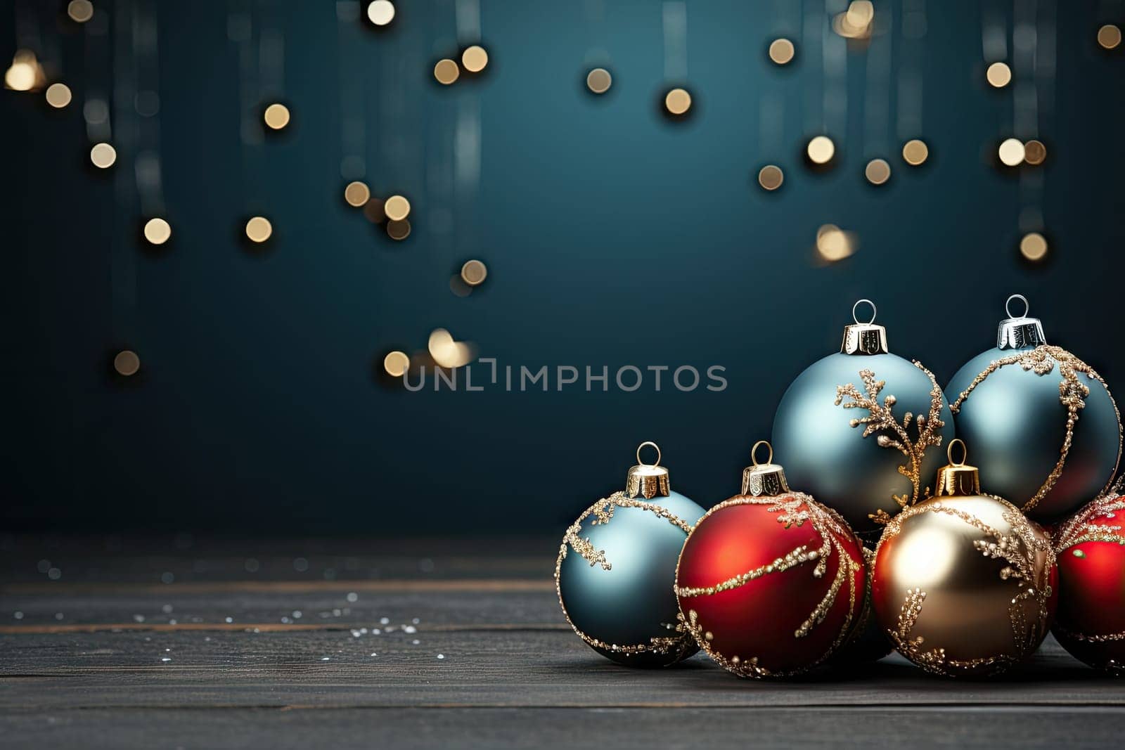 Christmas background with copy space for text, 3D rendered, realistic by Generative AI.