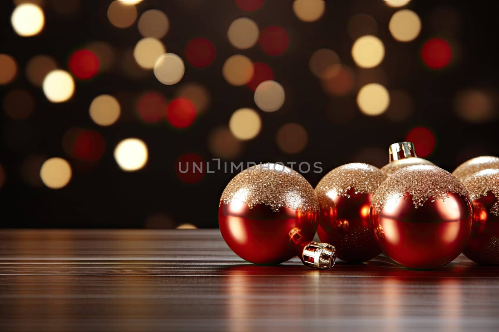 Christmas background with copy space for text, 3D rendered, realistic by Generative AI by wichayada