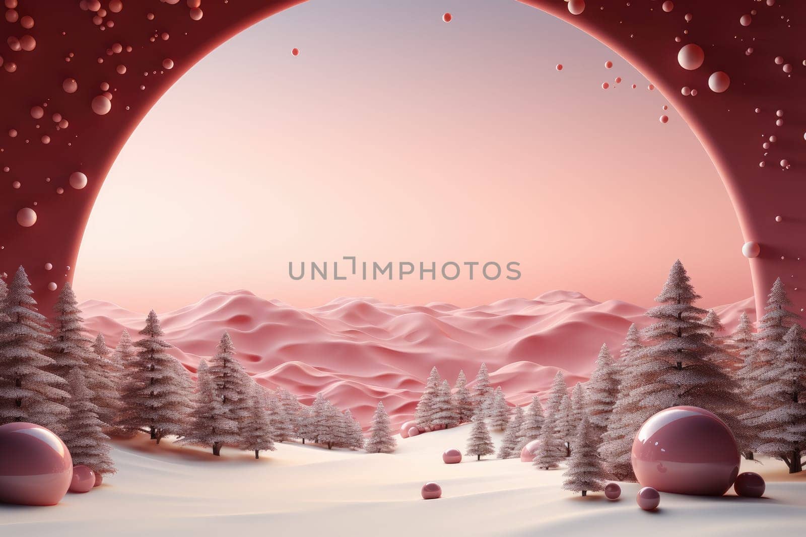 Christmas background with copy space for text, 3D rendered, realistic by Generative AI by wichayada