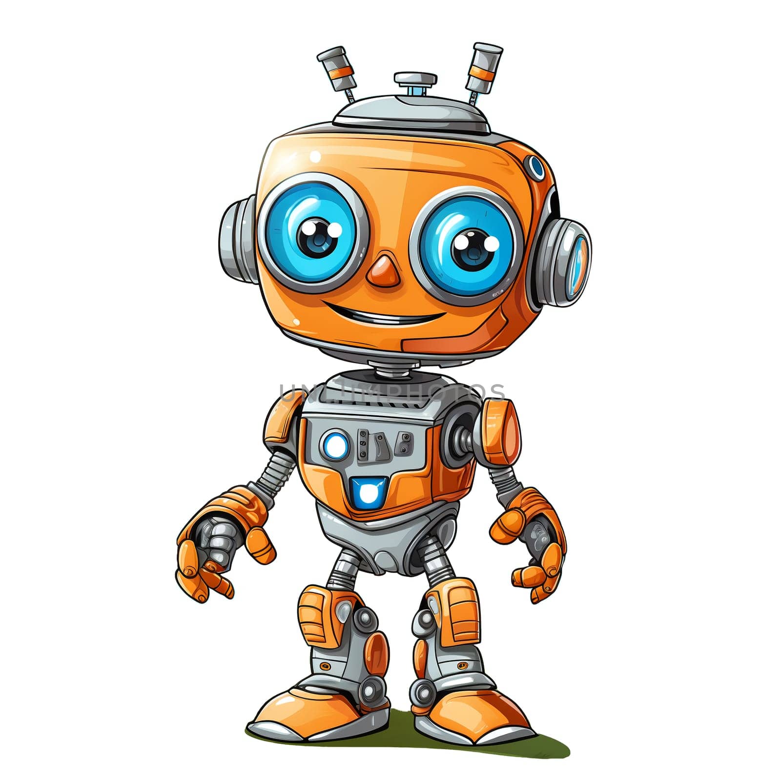 Cartoon cool robots. Funny cyborgs. T-Shirt, Sticker. AI Generated