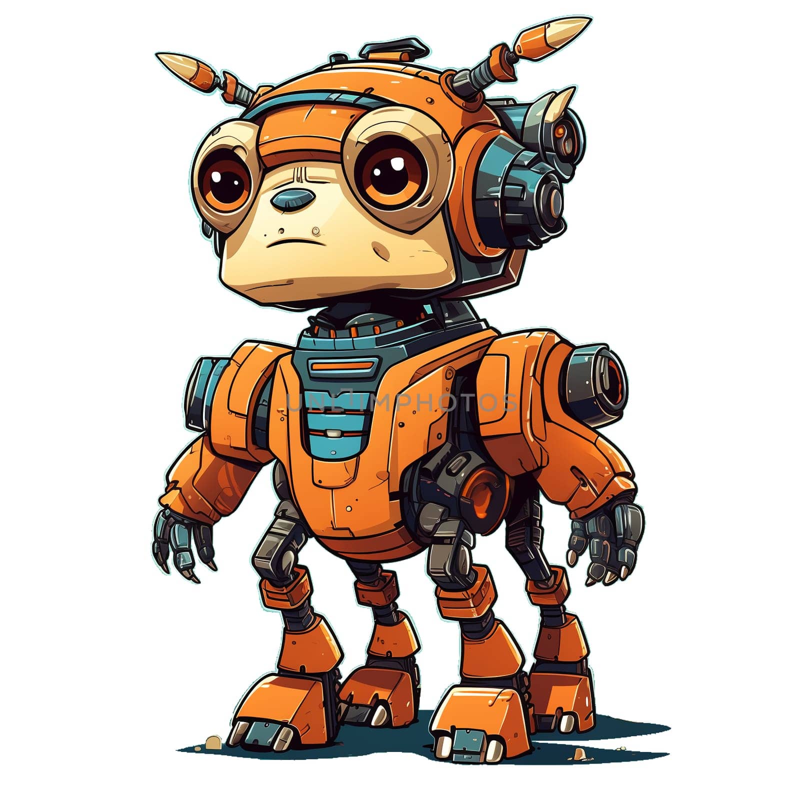 Cartoon cool robots. Funny cyborgs. AI Generated by AndreyKENO