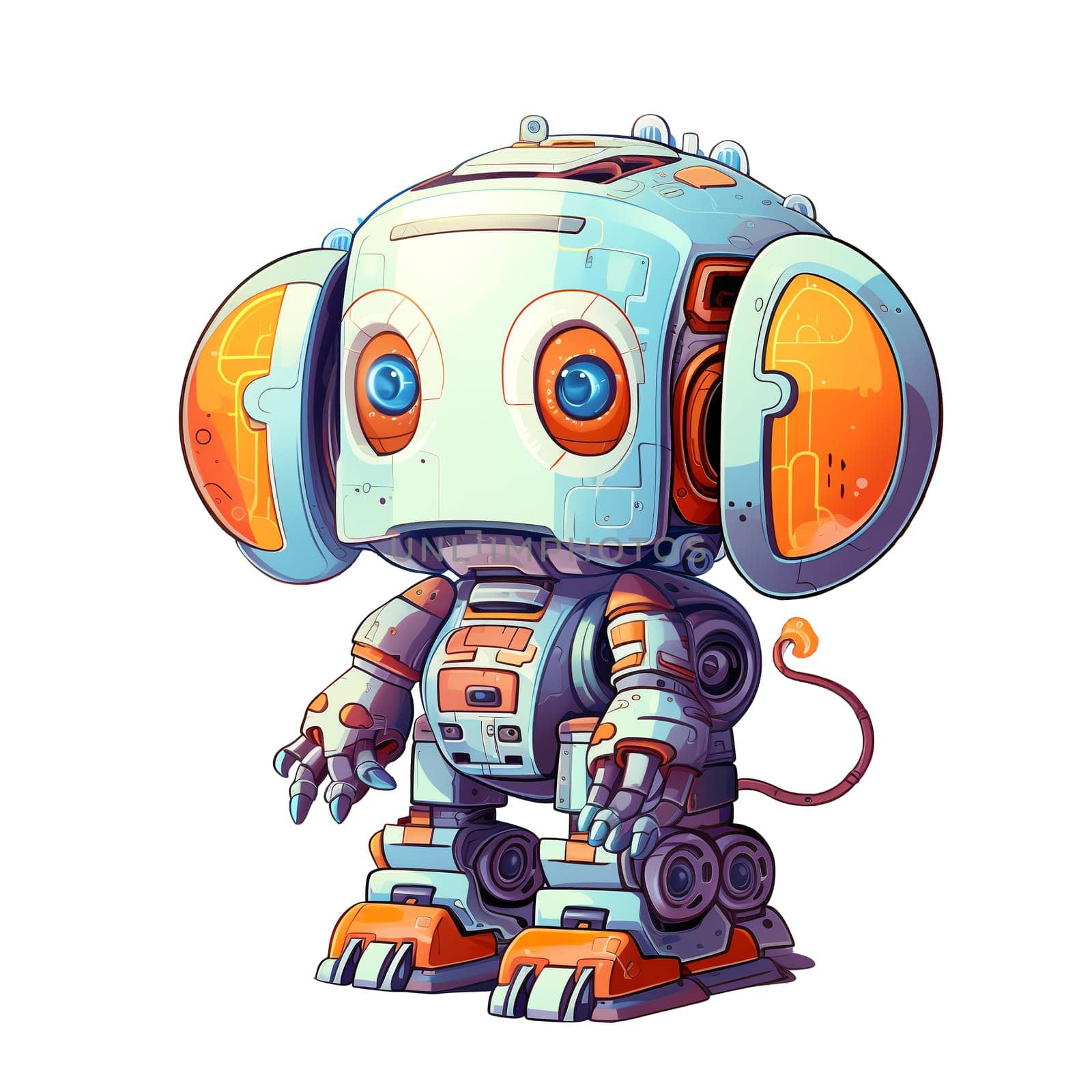 Cartoon cool robots. Funny cyborgs. T-Shirt, Sticker. AI Generated