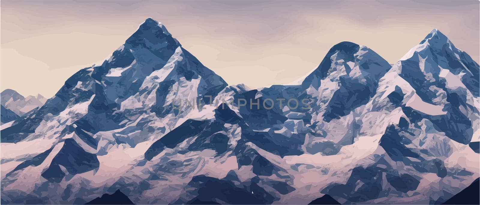 Fantasy epic magic mountain landscape. Mystical winter valley valley , Panoramic view of big mountains . Mountains by kasynets_olena