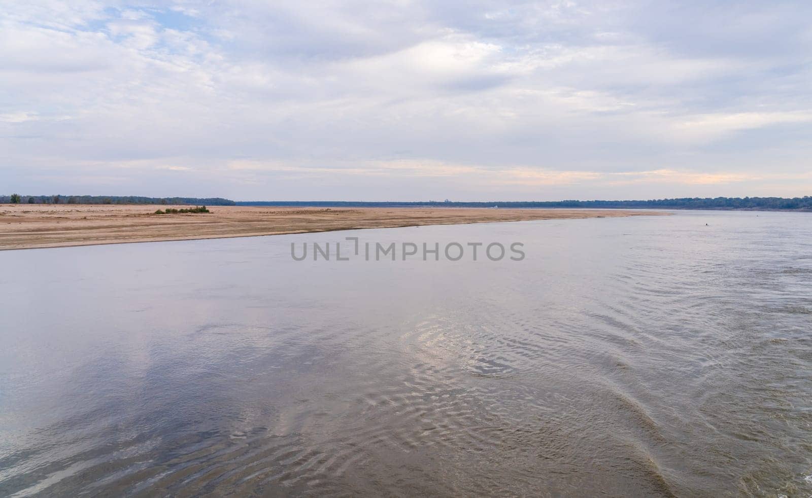Wide panorama of sand banks of Mississippi river near Greenville MS in October 2023 by steheap