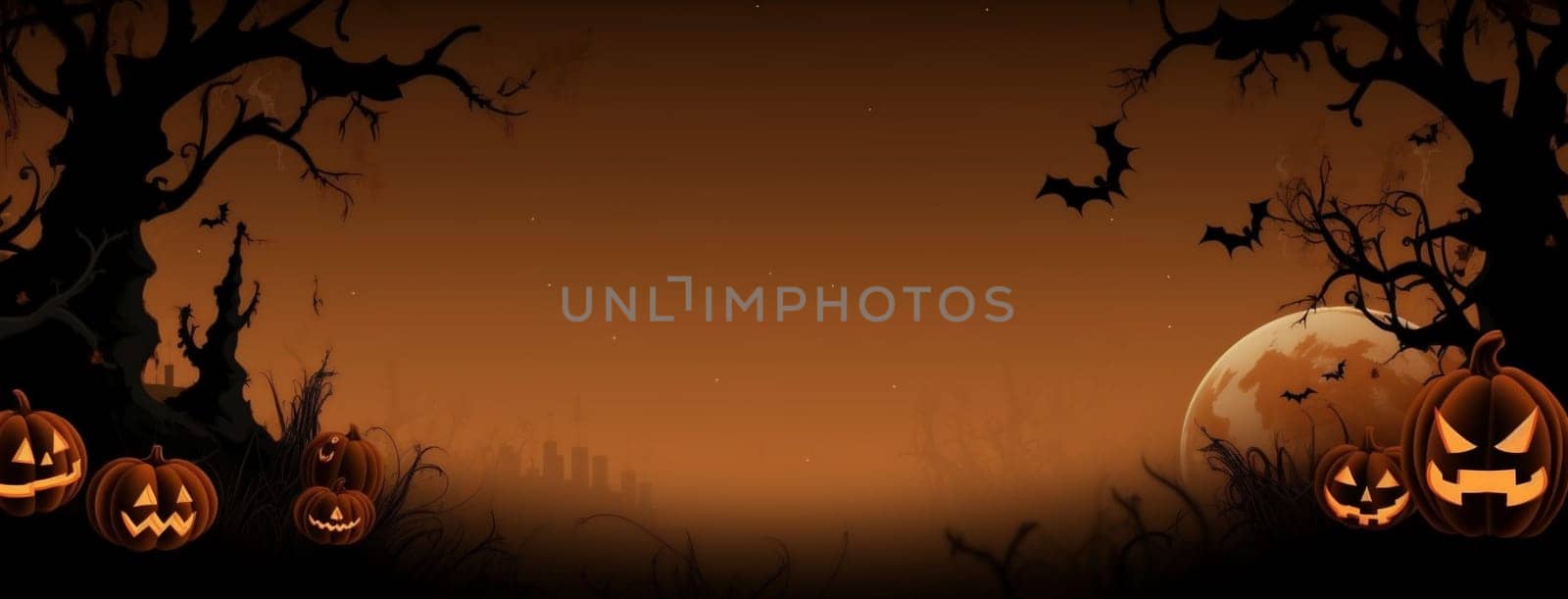 holiday night dark orange horror october halloween ghost black pumpkin. Generative AI. by Vichizh