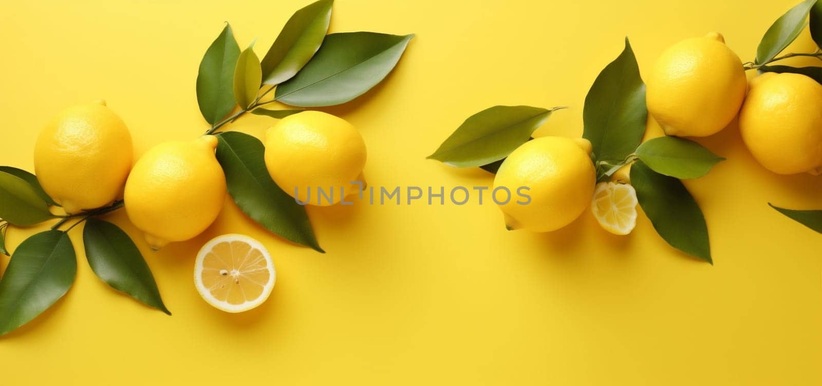 fresh citrus creative background concept colorful lemon juicy bright green ingredient natural summer yellow diet slice fruit isolated food vegetarian healthy. Generative AI.